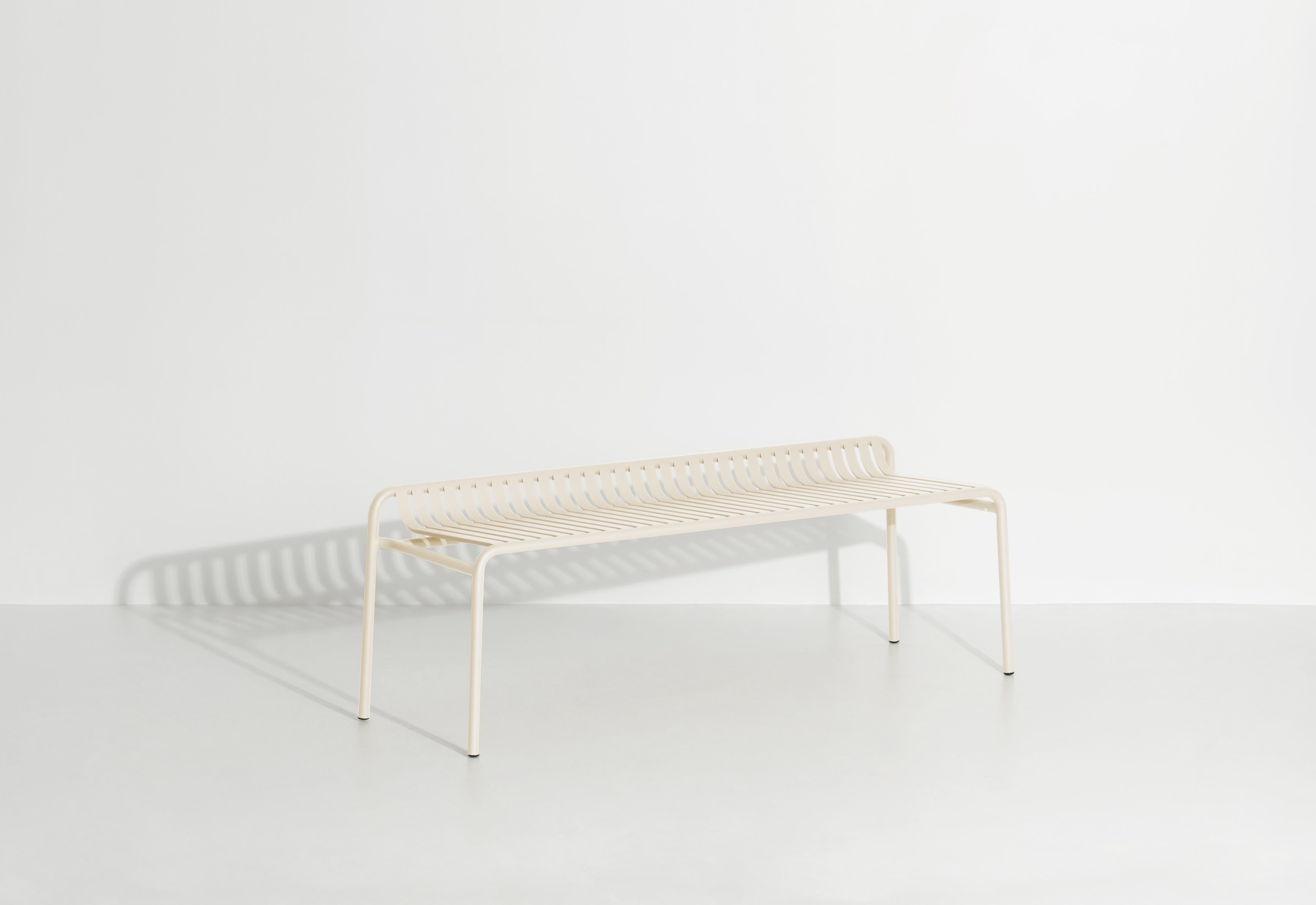 Petite Friture Week-End Bench without Back in Ivory Aluminium by Studio BrichetZiegler, 2017

The week-end collection is a full range of outdoor furniture, in aluminium grained epoxy paint, matt finish, that includes 18 functions and 8 colours for