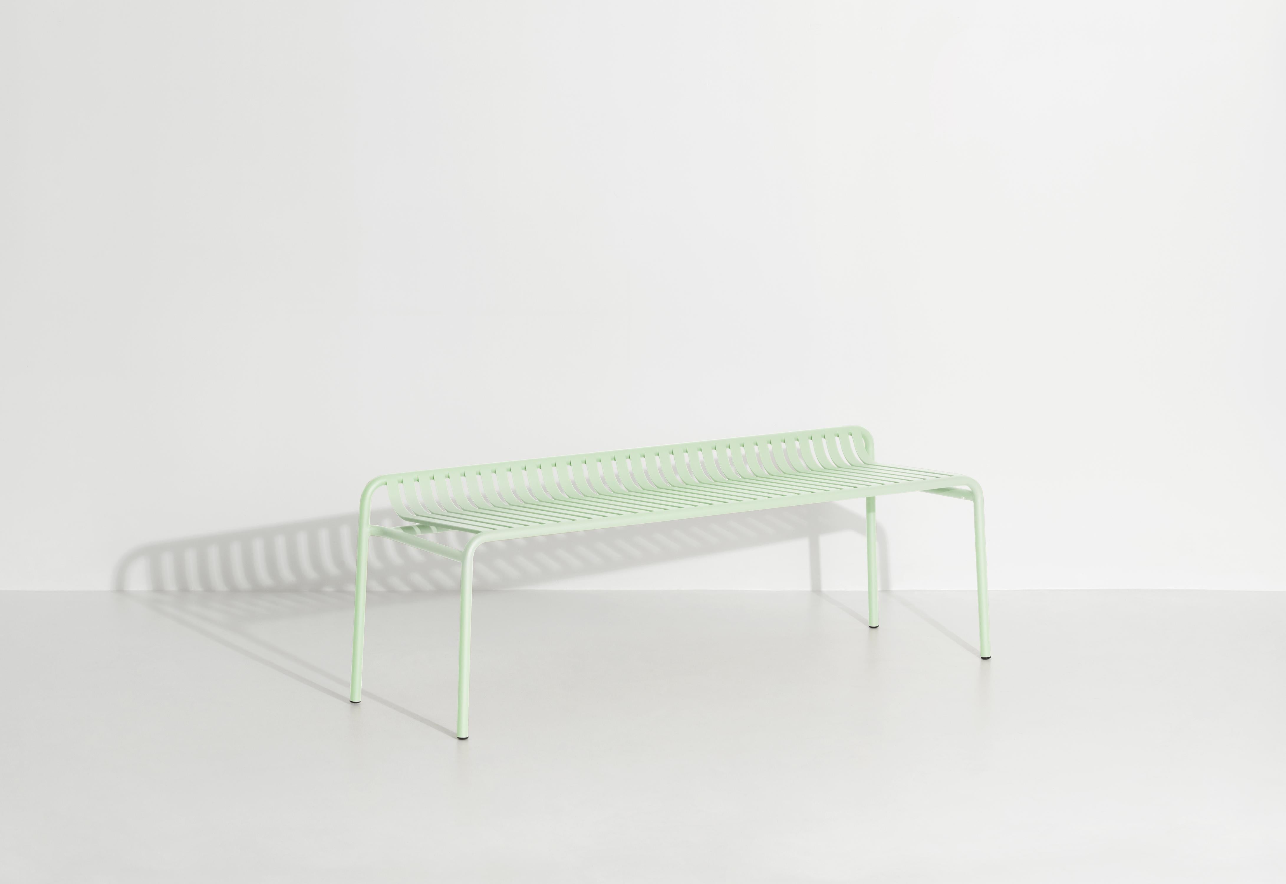 Petite Friture Week-End Bench without Back in Pastel Green Aluminium by Studio BrichetZiegler, 2017

The week-end collection is a full range of outdoor furniture, in aluminium grained epoxy paint, matt finish, that includes 18 functions and 8