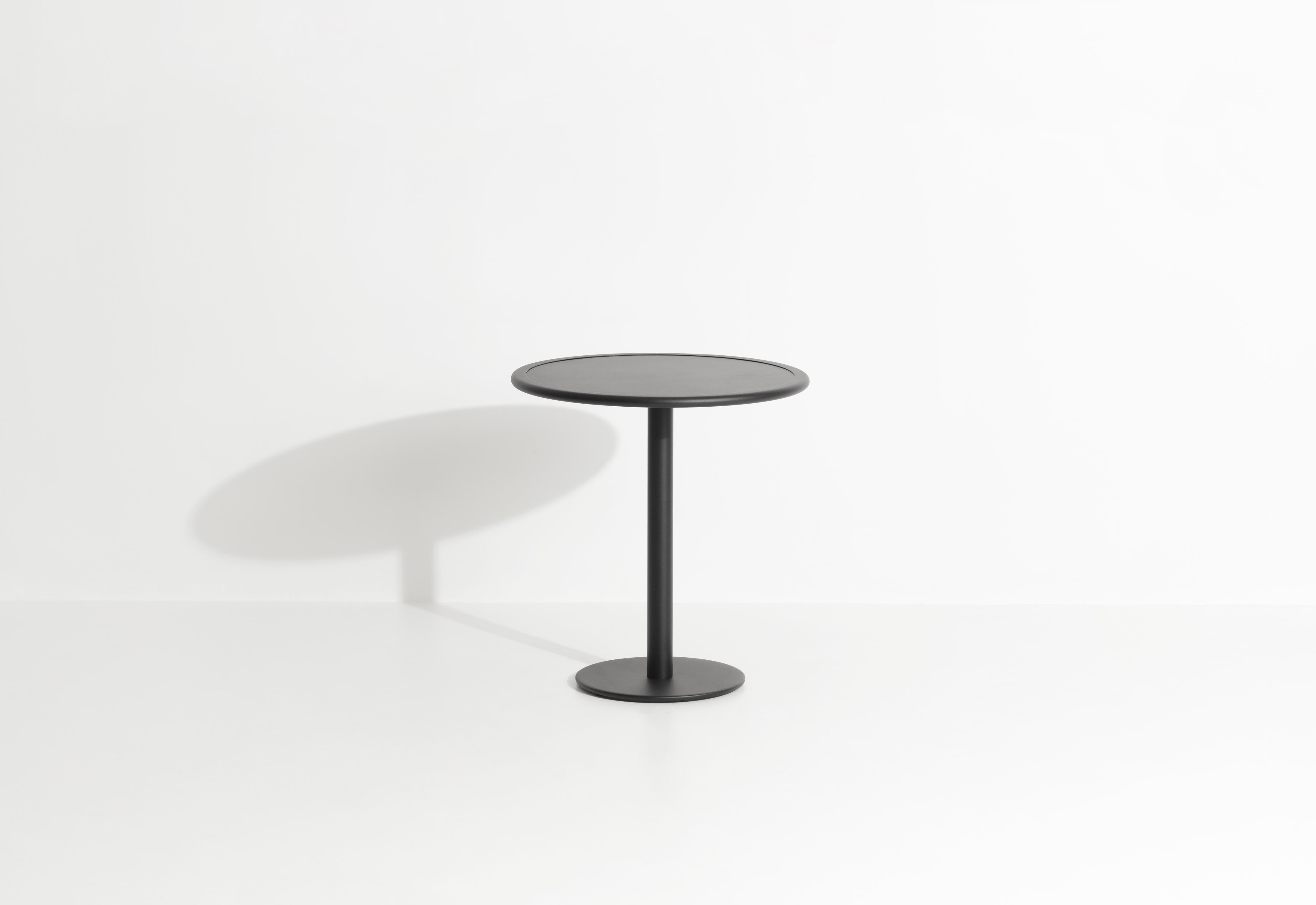 Petite Friture Week-End Bistro Round Dining Table in Black Aluminium by Studio BrichetZiegler, 2017

The week-end collection is a full range of outdoor furniture, in aluminium grained epoxy paint, matt finish, that includes 18 functions and 8
