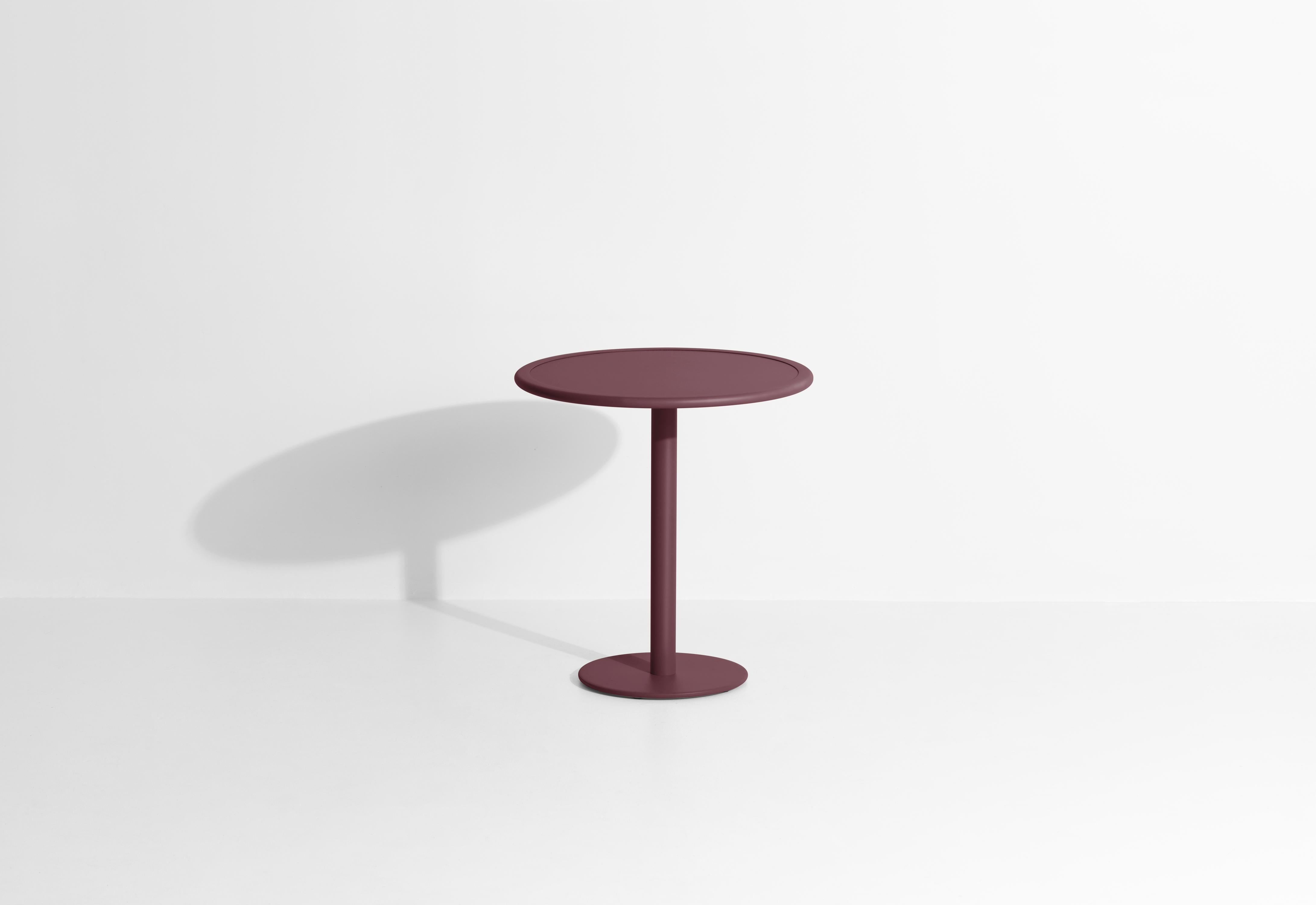 Petite Friture Week-End Bistro Round Dining Table in Burgundy Aluminium by Studio BrichetZiegler, 2017

The week-end collection is a full range of outdoor furniture, in aluminium grained epoxy paint, matt finish, that includes 18 functions and 8