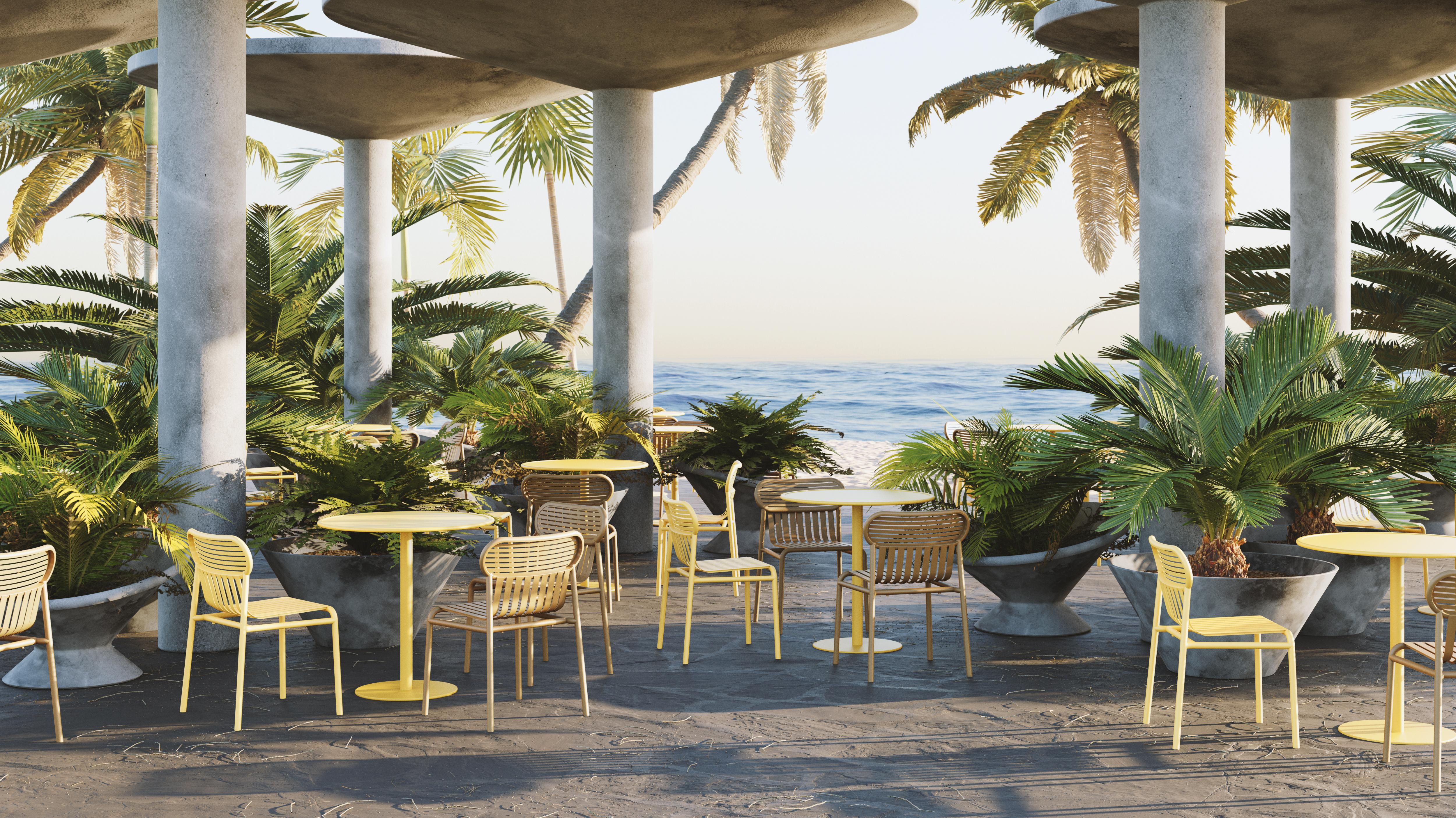 Petite Friture Week-End Bistro Round Dining Table in Saffron Aluminium by Studio BrichetZiegler, 2017

The week-end collection is a full range of outdoor furniture, in aluminium grained epoxy paint, matt finish, that includes 18 functions and 8