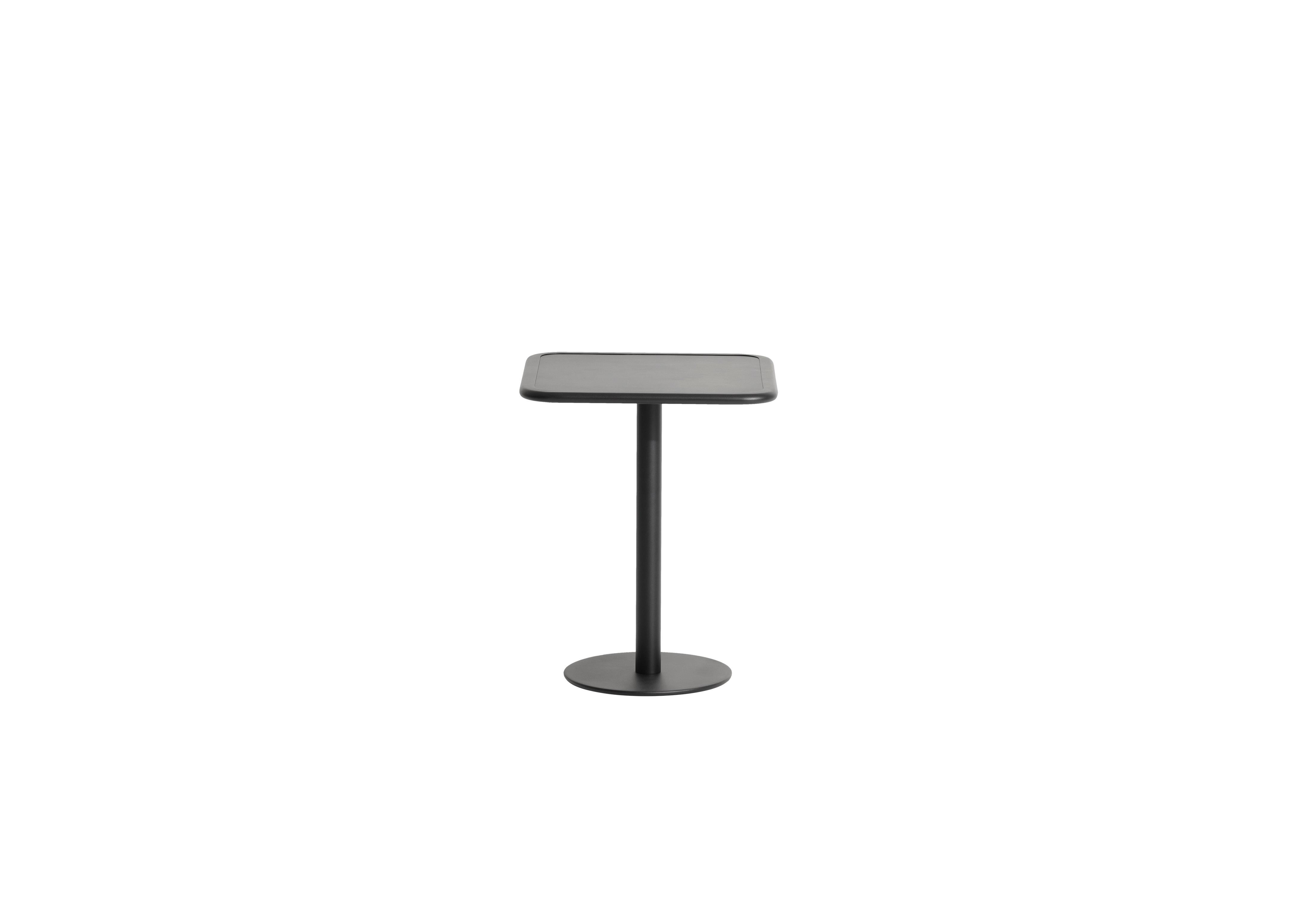 Petite Friture Week-End Bistro Square Dining Table in Black Aluminium by Studio BrichetZiegler, 2017

The week-end collection is a full range of outdoor furniture, in aluminium grained epoxy paint, matt finish, that includes 18 functions and 8
