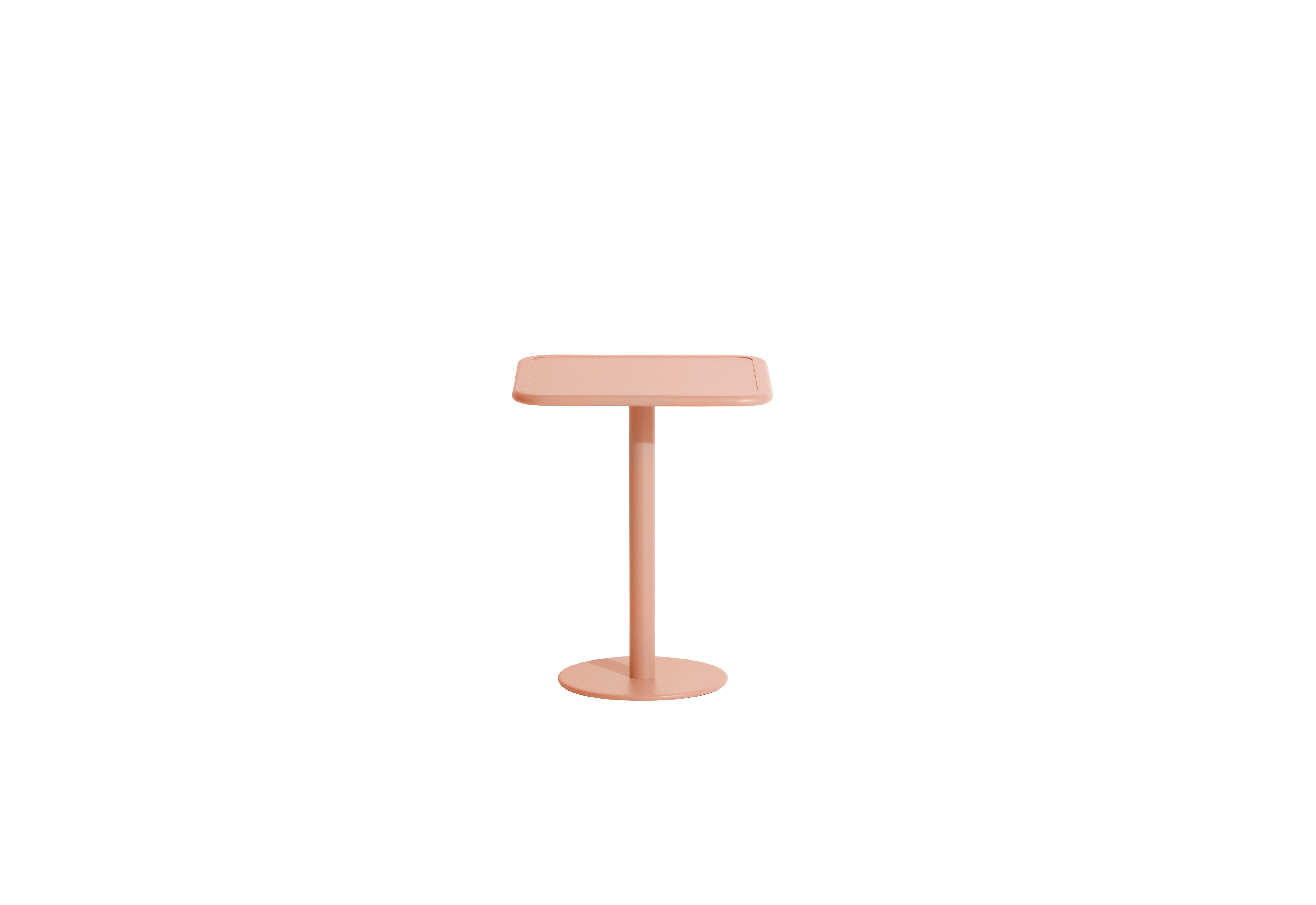 Petite Friture Week-End Bistro Square Dining Table in Blush Aluminium by Studio BrichetZiegler, 2017

The week-end collection is a full range of outdoor furniture, in aluminium grained epoxy paint, matt finish, that includes 18 functions and 8