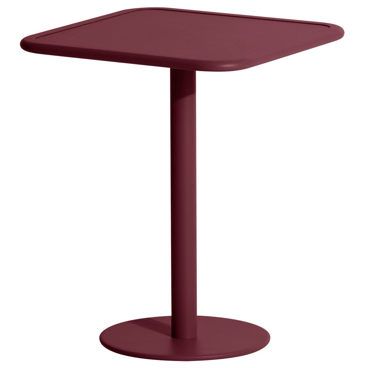 Kleiner quadratischer Friture Week-End-Esstisch aus burgunderrotem Aluminium, 2017 im Angebot