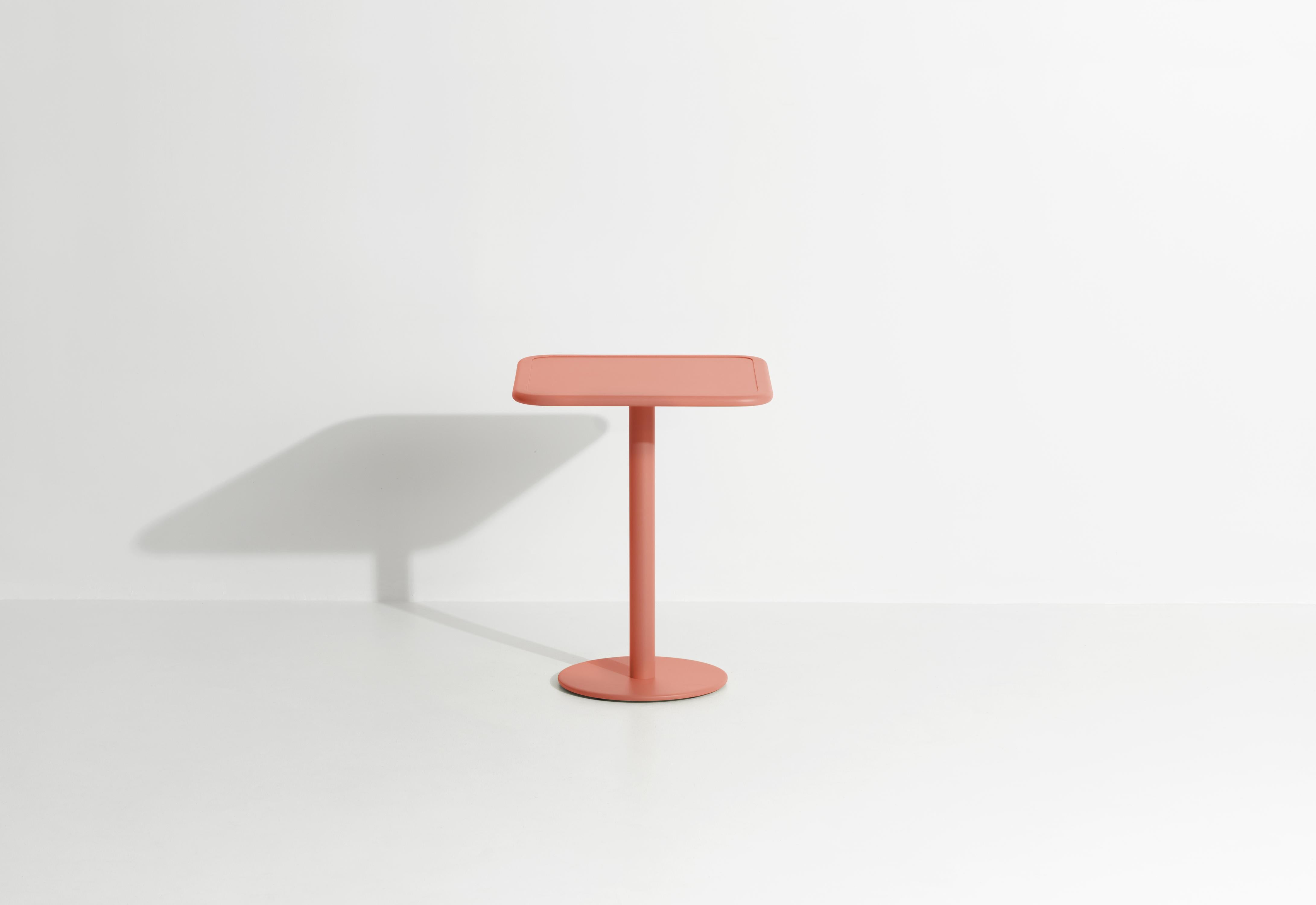 Petite Friture Week-End Bistro Square Dining Table in Coral Aluminium by Studio BrichetZiegler, 2017

The week-end collection is a full range of outdoor furniture, in aluminium grained epoxy paint, matt finish, that includes 18 functions and 8