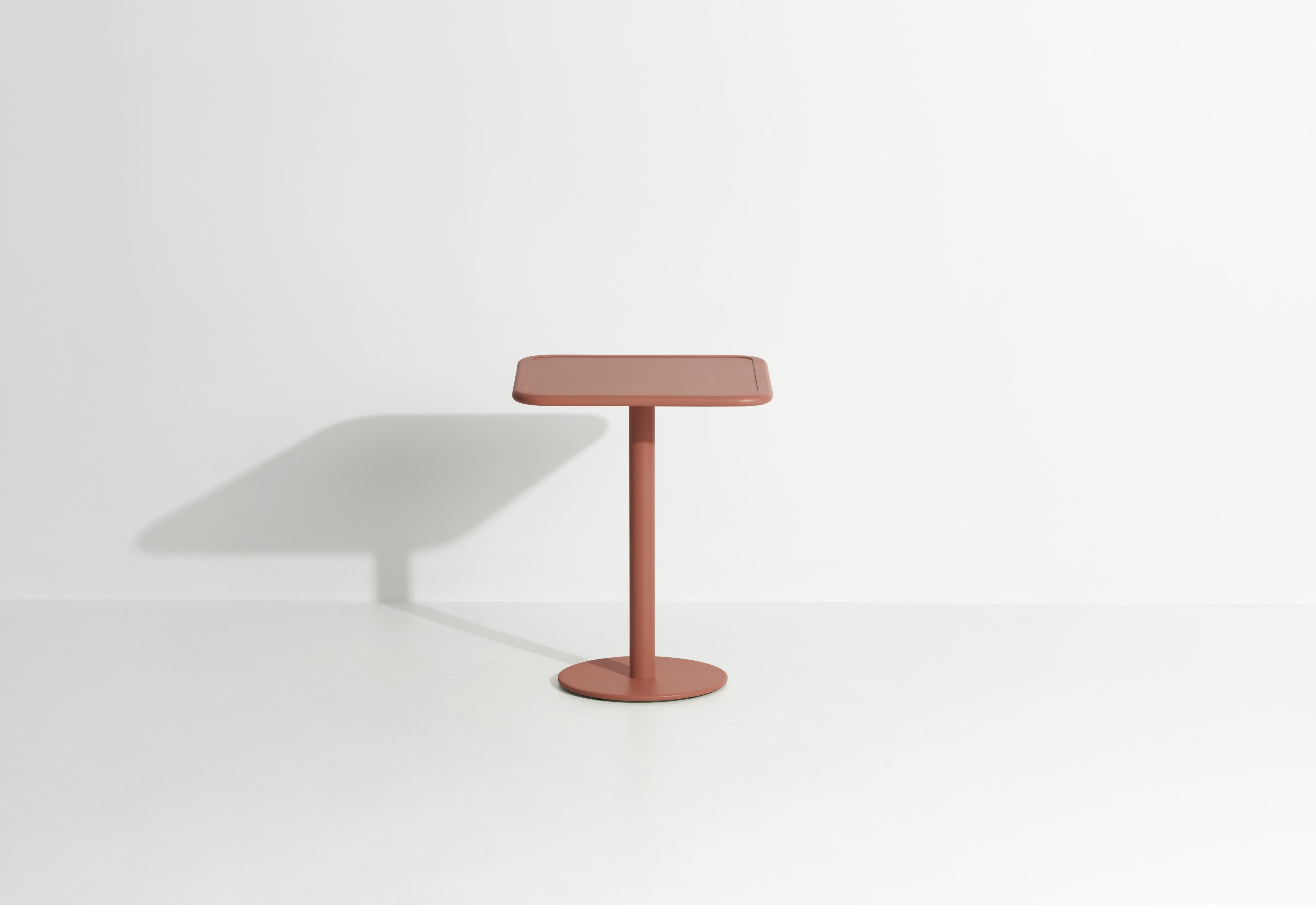 Petite Friture Week-End Bistro Square Dining Table in Terracotta Aluminium by Studio BrichetZiegler, 2017

The week-end collection is a full range of outdoor furniture, in aluminium grained epoxy paint, matt finish, that includes 18 functions and