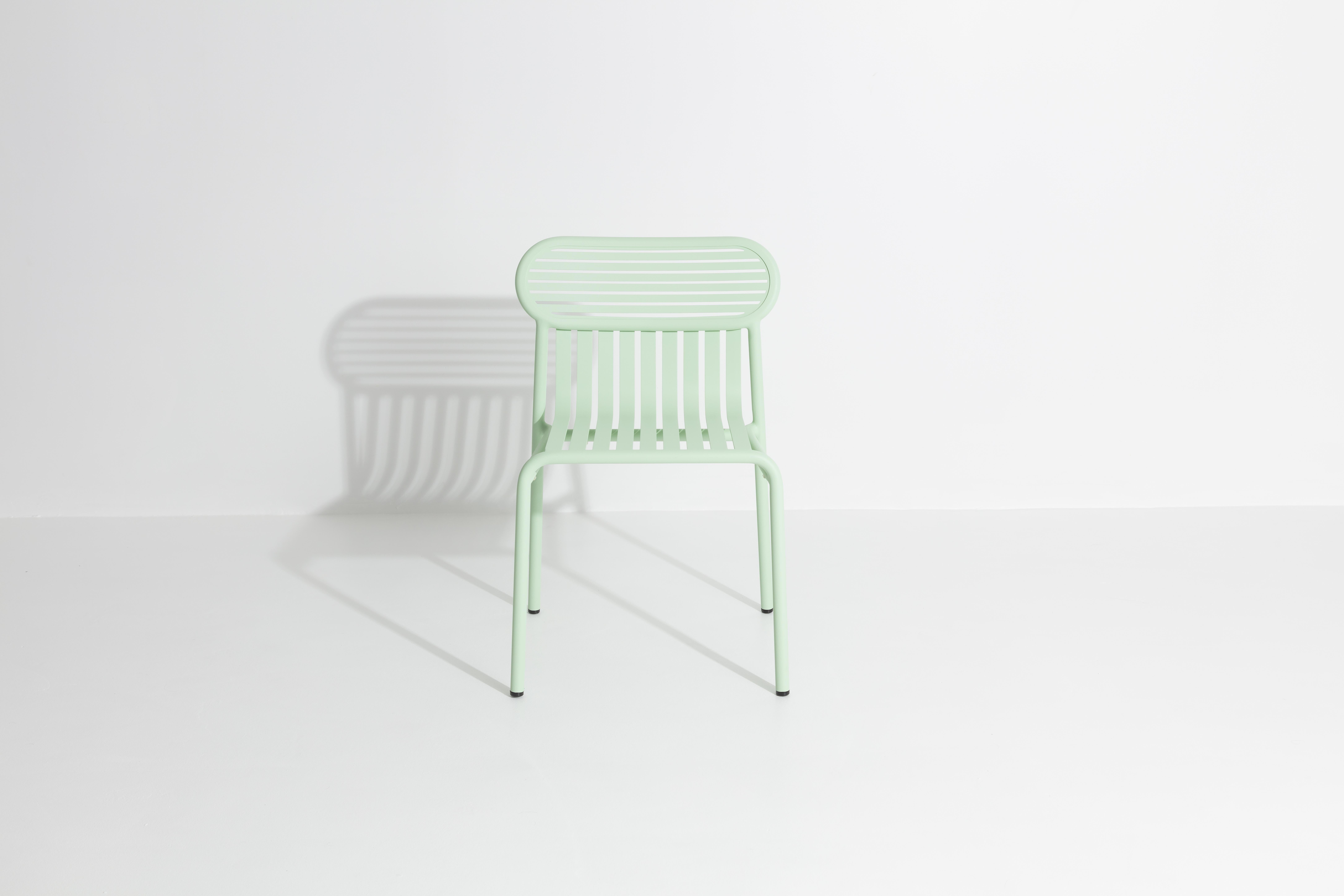 Petite Friture Week-End Chair in Pastel Green Aluminium by Studio BrichetZiegler, 2017

The week-end collection is a full range of outdoor furniture, in aluminium grained epoxy paint, matt finish, that includes 18 functions and 8 colours for the