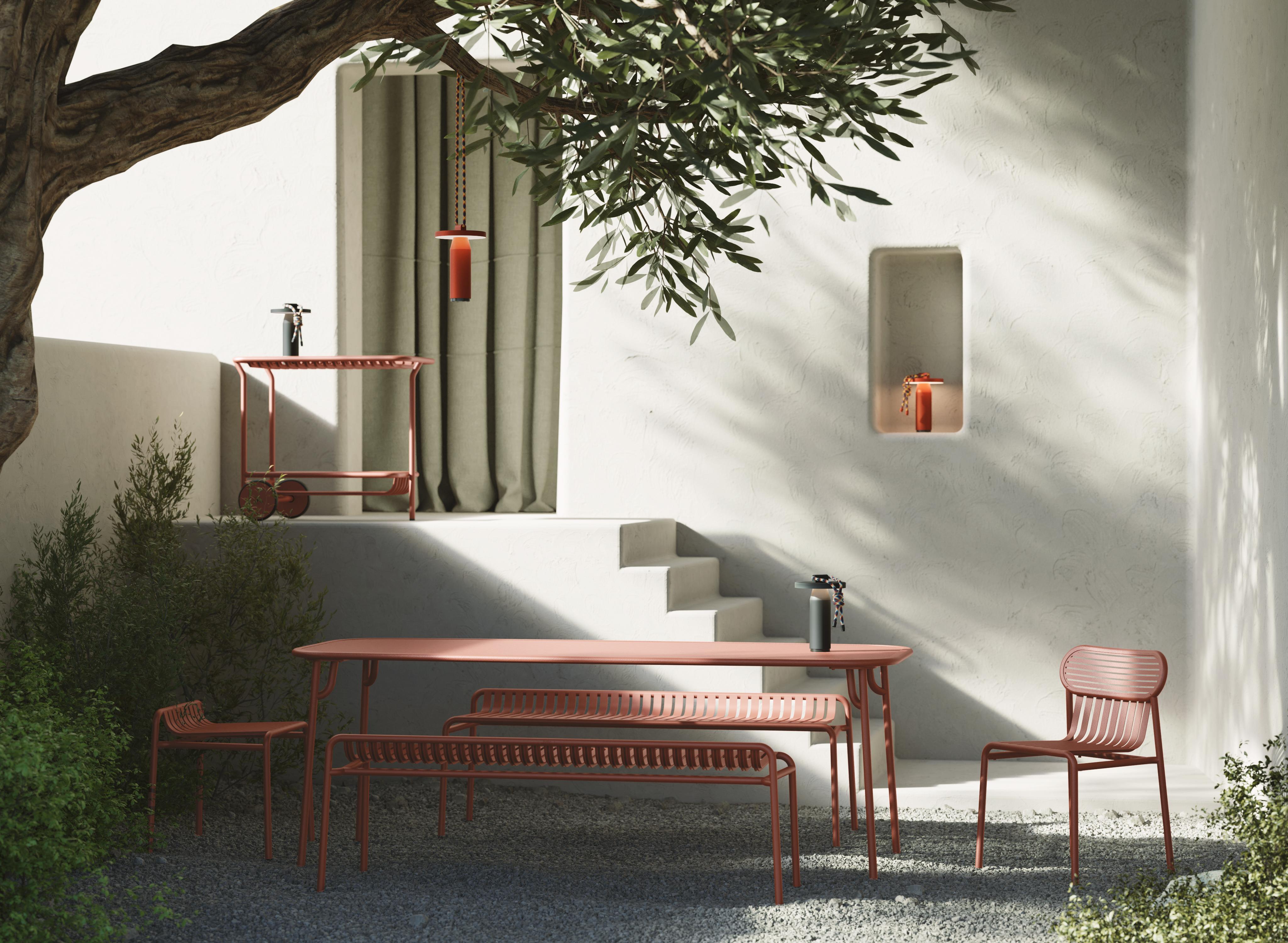 Petite Friture Week-End Large Plain Rectangular Dining Table in Coral Aluminium by Studio BrichetZiegler, 2017

The week-end collection is a full range of outdoor furniture, in aluminium grained epoxy paint, matt finish, that includes 18 functions