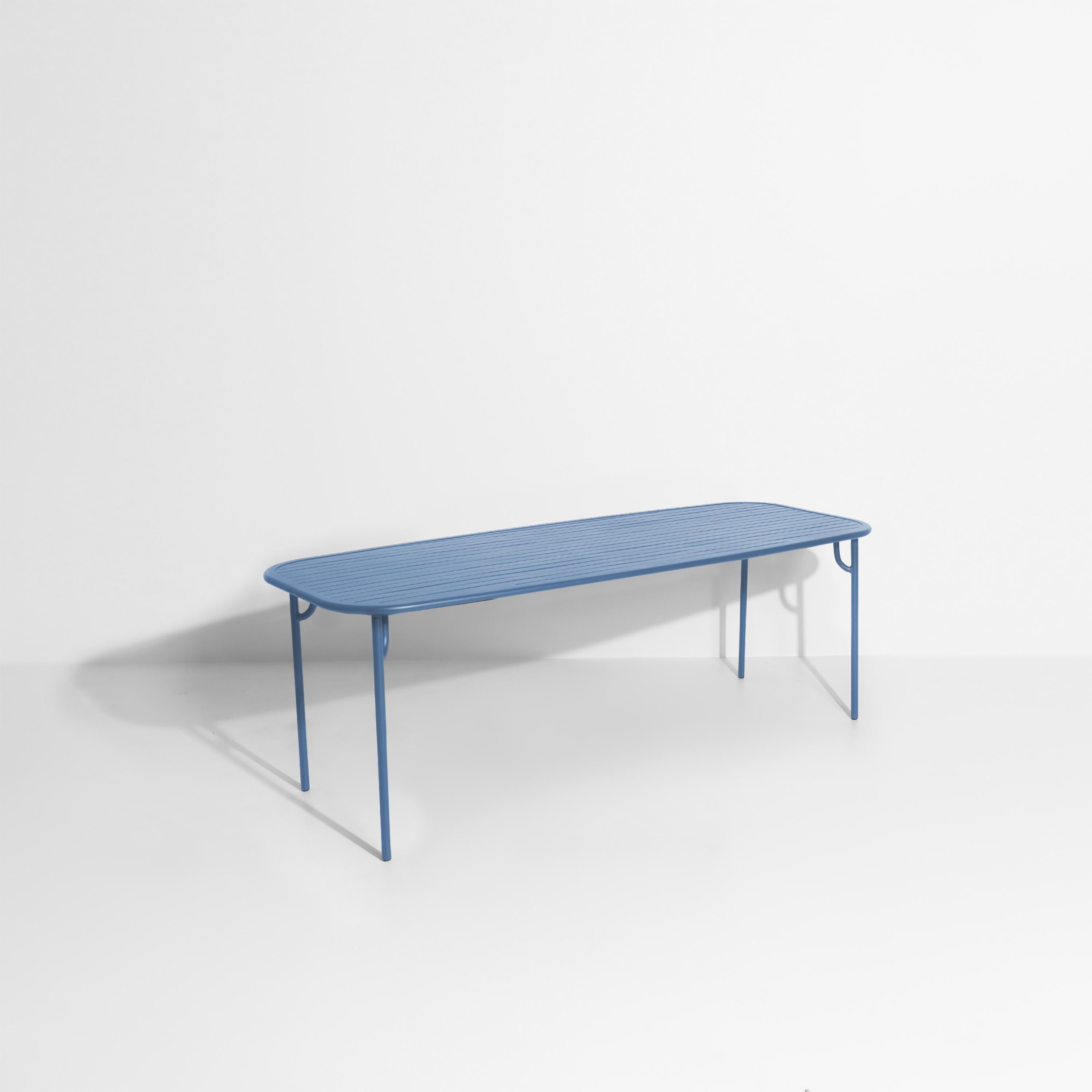 Petite Friture Week-End Large Rectangular Dining Table in Azur Blue Aluminium with Slats by Studio BrichetZiegler, 2017

The week-end collection is a full range of outdoor furniture, in aluminium grained epoxy paint, matt finish, that includes 18