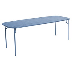 Petite table à manger rectangulaire Week-end de Friture en bleu azur avec ardoises