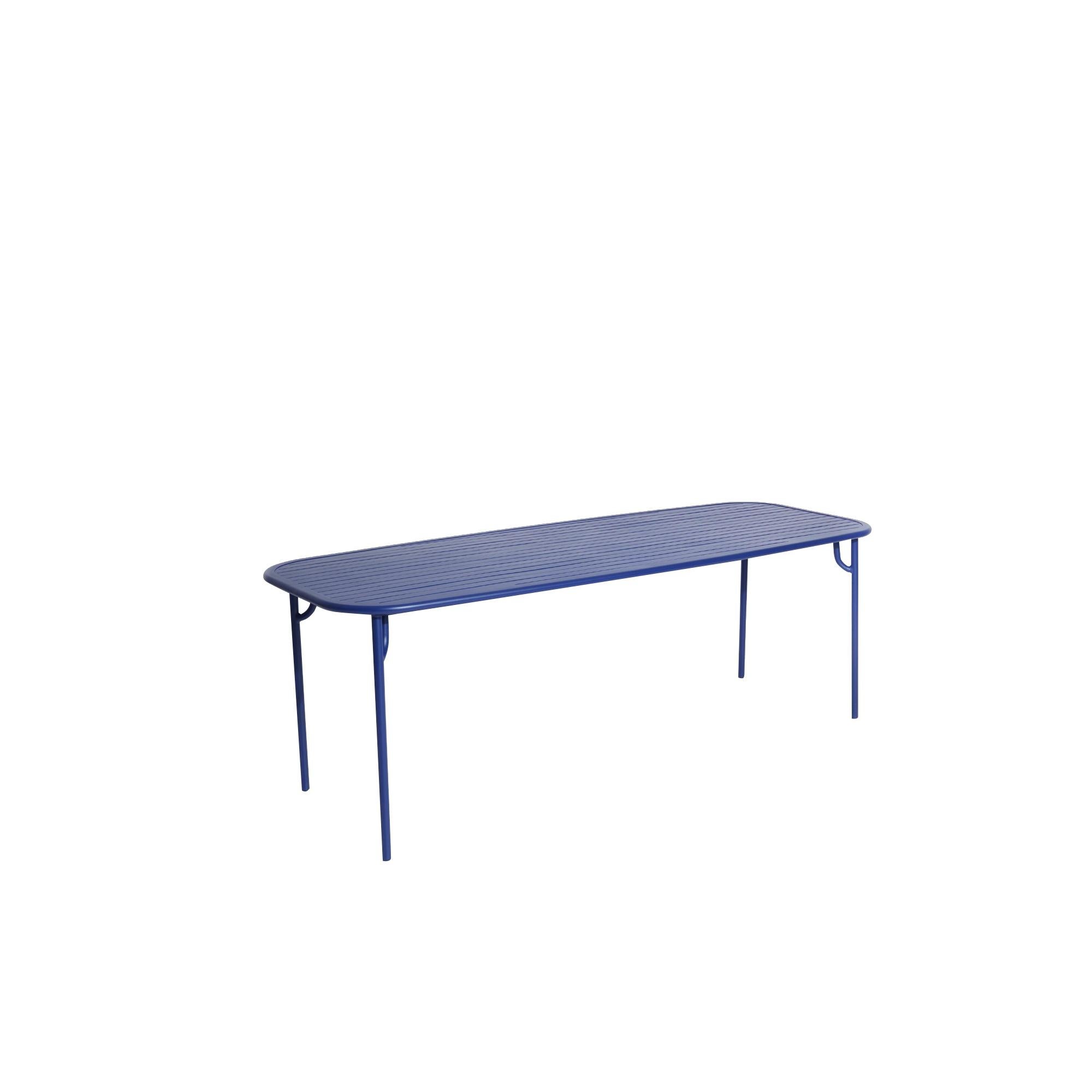 Petite Friture Week-End Large Rectangular Dining Table in Blue Aluminium with Slats by Studio BrichetZiegler, 2017

The week-end collection is a full range of outdoor furniture, in aluminium grained epoxy paint, matt finish, that includes 18