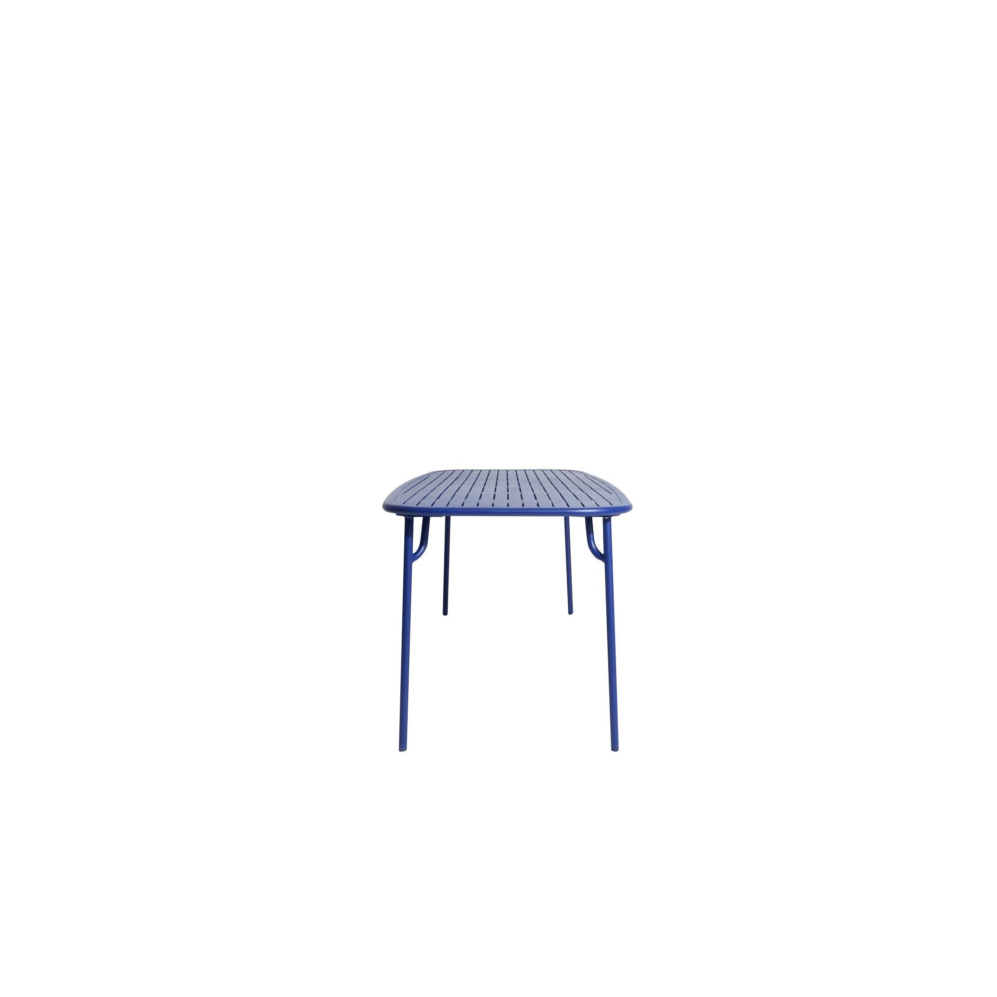 Chinese Petite Friture Week-End Large Rectangular Dining Table in Blue with Slats For Sale