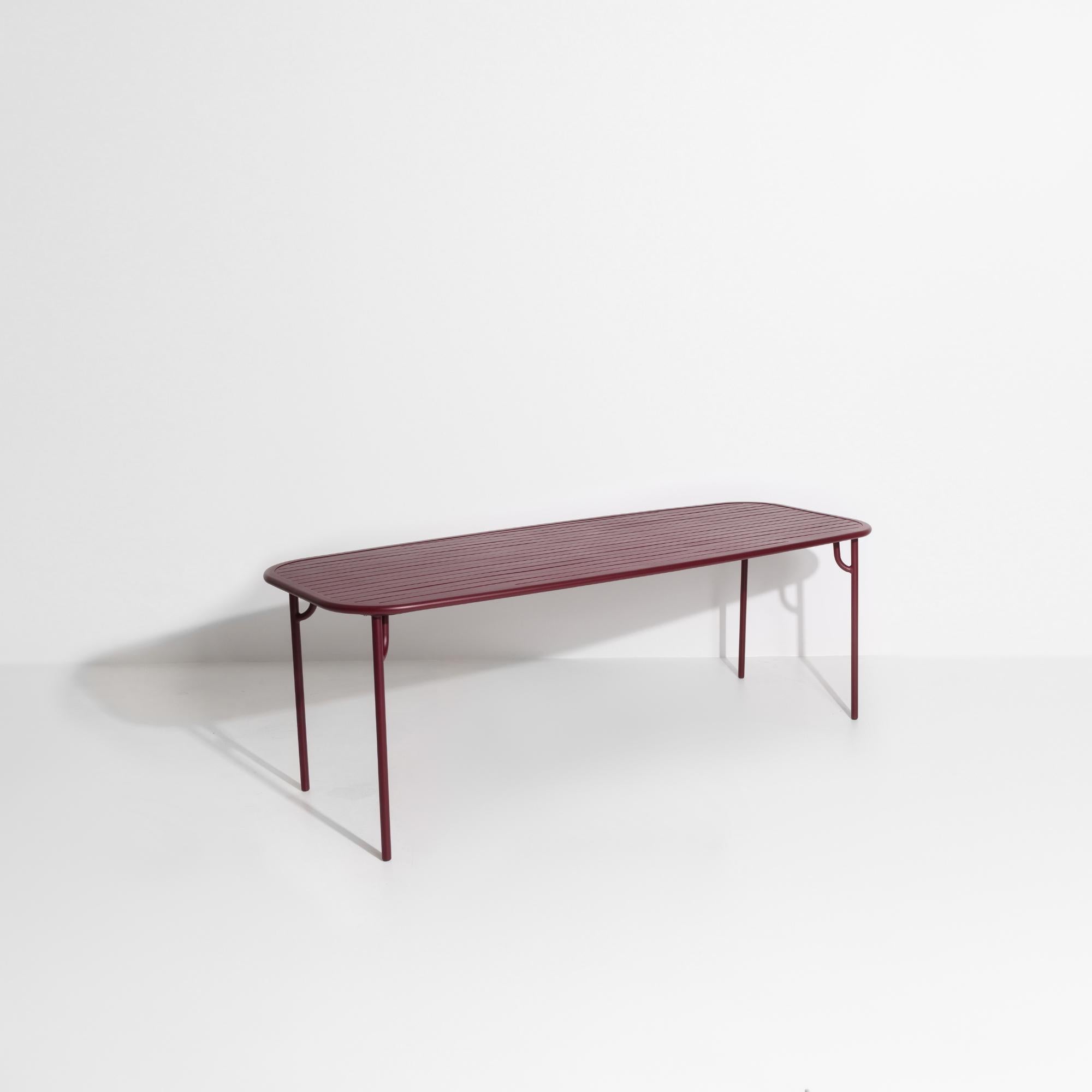 Contemporary Petite Friture Week-End Large Rectangular Dining Table in Burgundy with Slats  For Sale