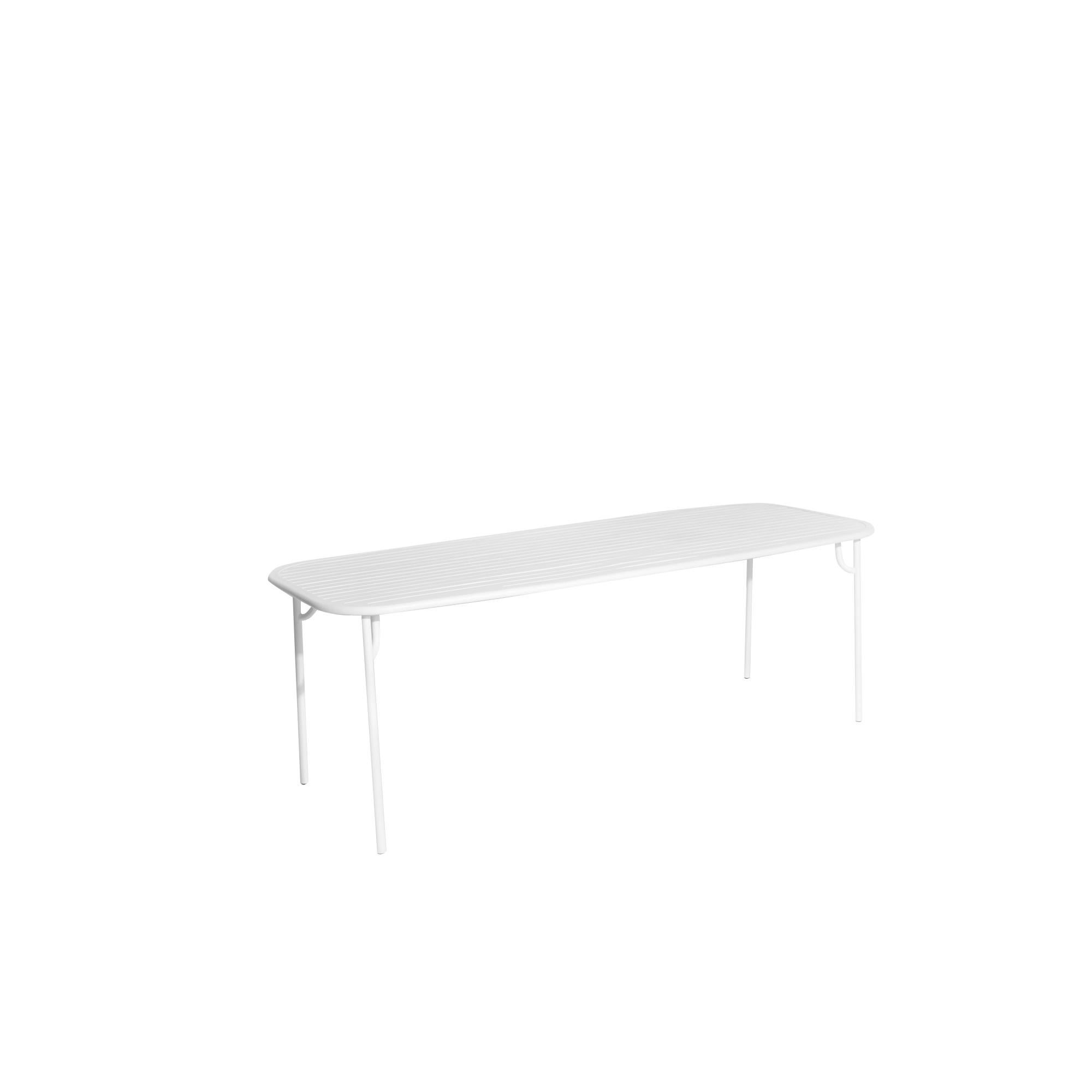 Petite Friture Week-End Large Rectangular Dining Table in White Aluminium with Slats by Studio BrichetZiegler, 2017

Die Week-End-Kollektion besteht aus einer kompletten Palette von Außenmöbeln mit mattierter Epoxidharzlackierung mit