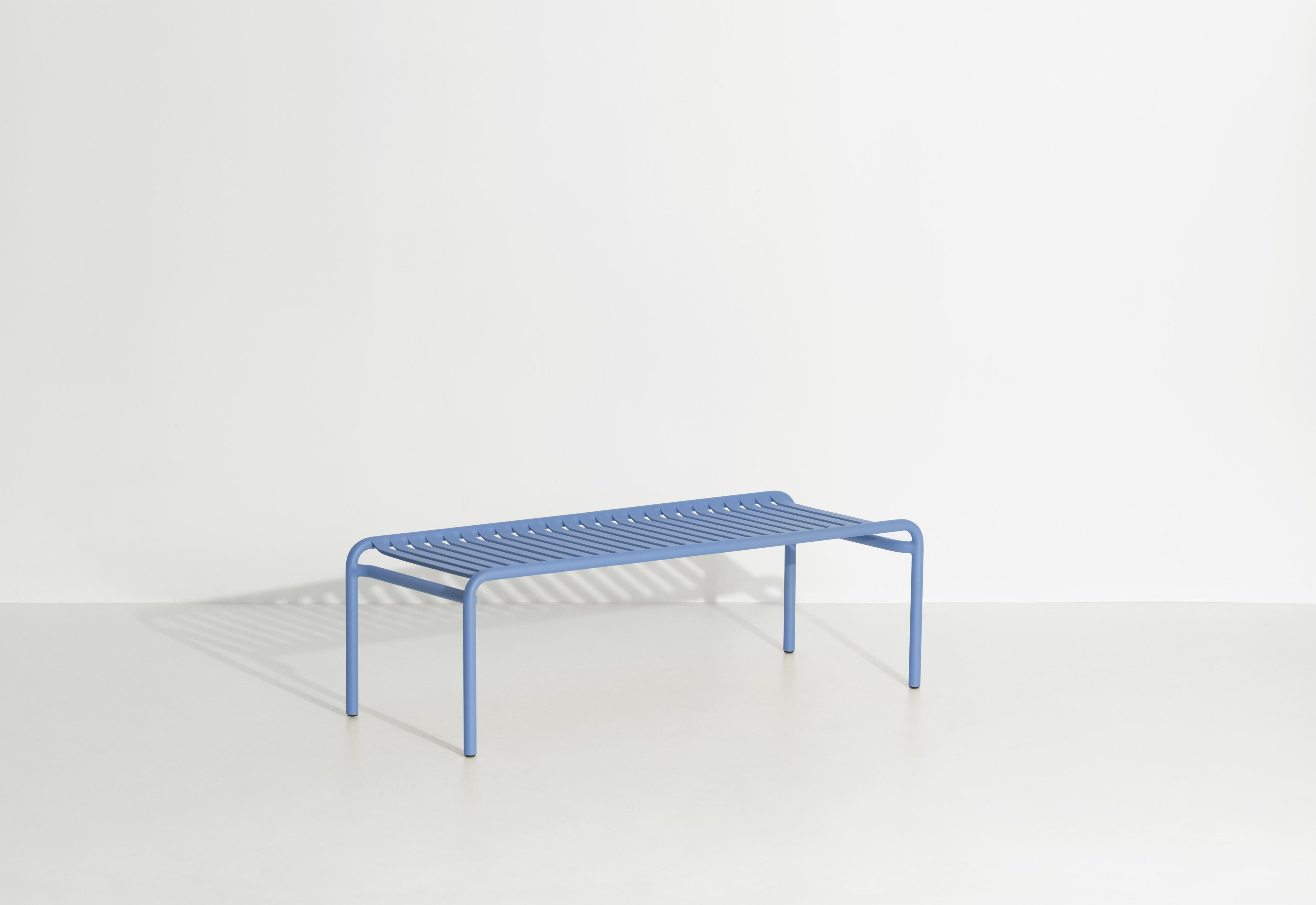 Petite Friture Week-End Long Coffee Table in Azur Blue Aluminium by Studio BrichetZiegler, 2017

The week-end collection is a full range of outdoor furniture, in aluminium grained epoxy paint, matt finish, that includes 18 functions and 8 colours