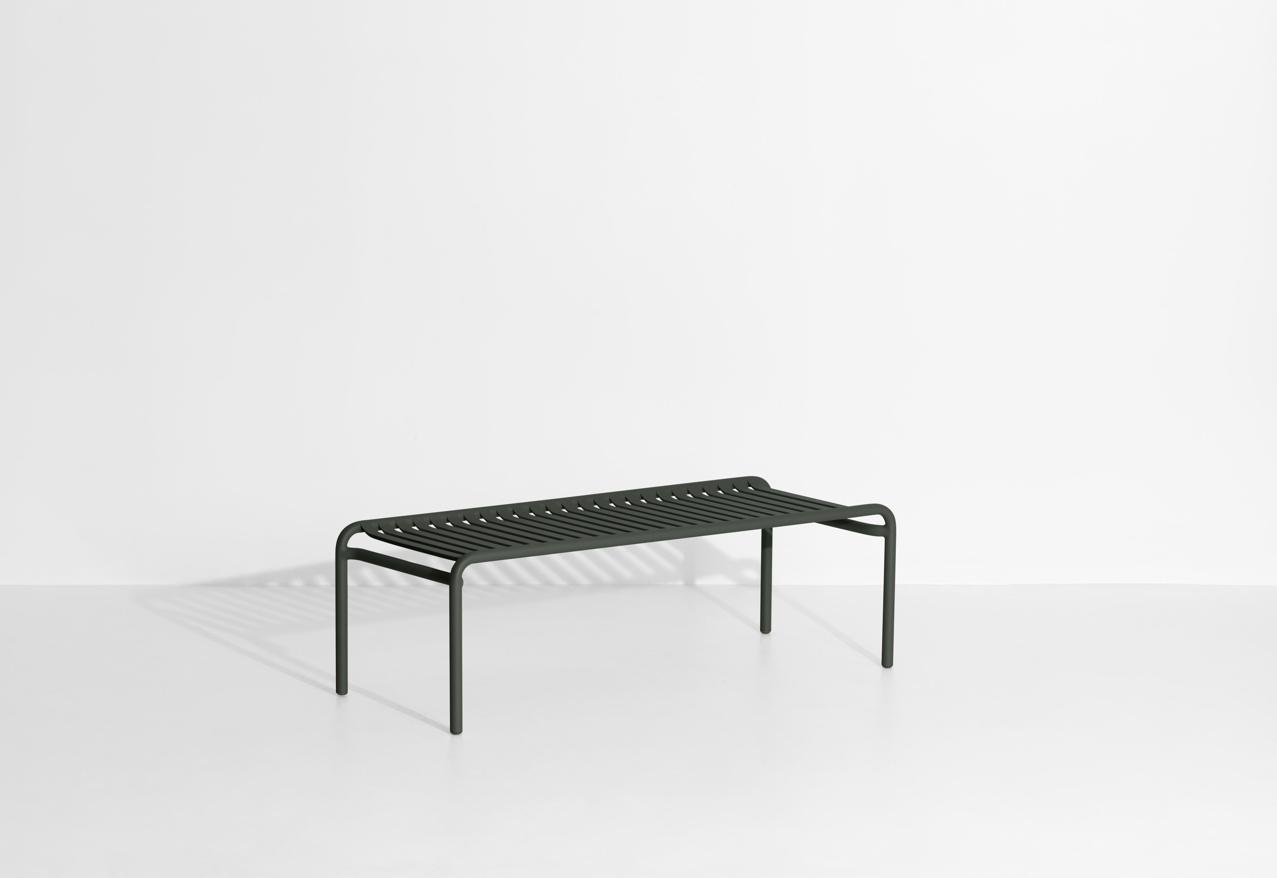 Petite table basse longue d'appoint Friture en verre et aluminium vert, 2017 Neuf - En vente à Brooklyn, NY