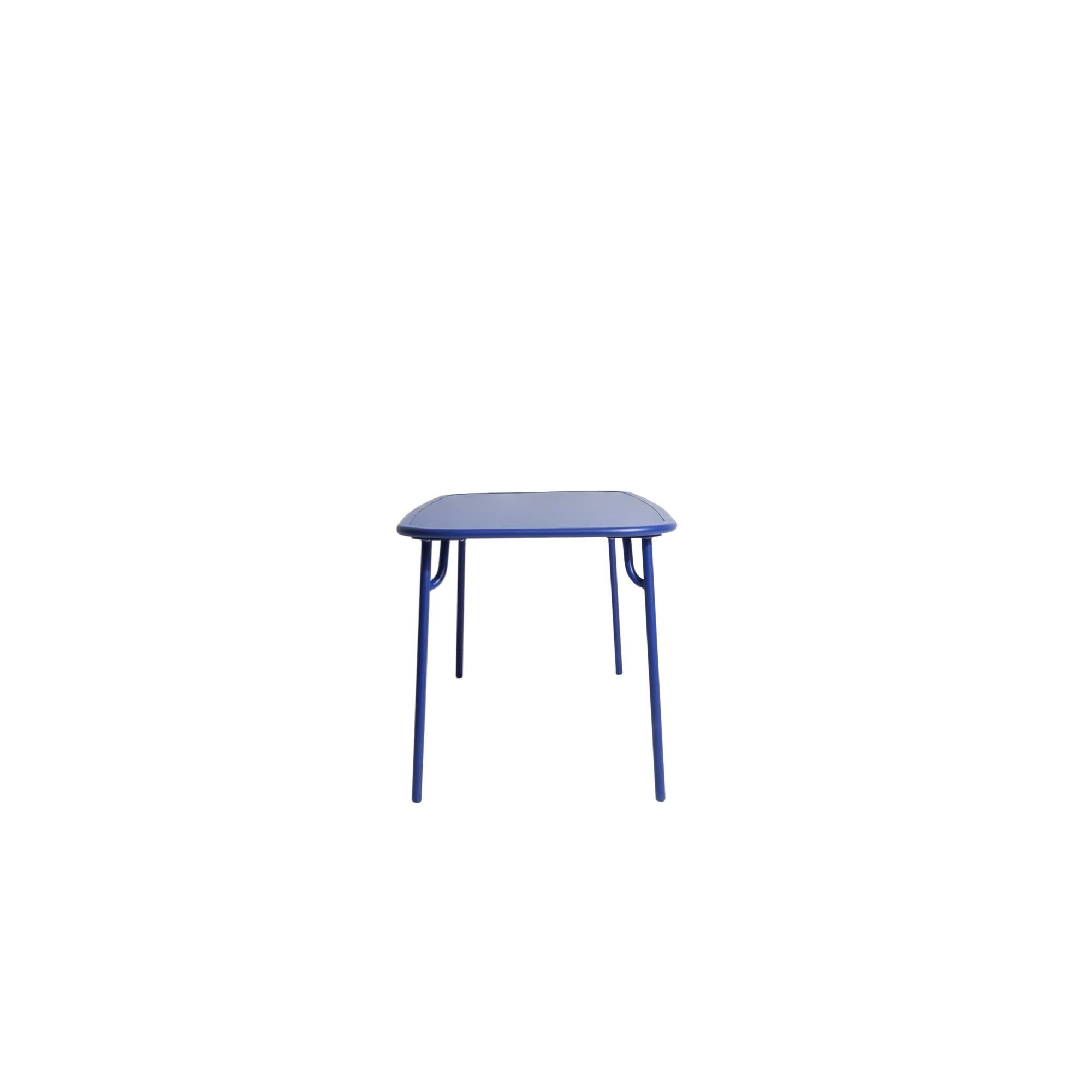 Chinese Petite Friture Week-End Medium Plain Rectangular Dining Table in Blue Aluminium For Sale