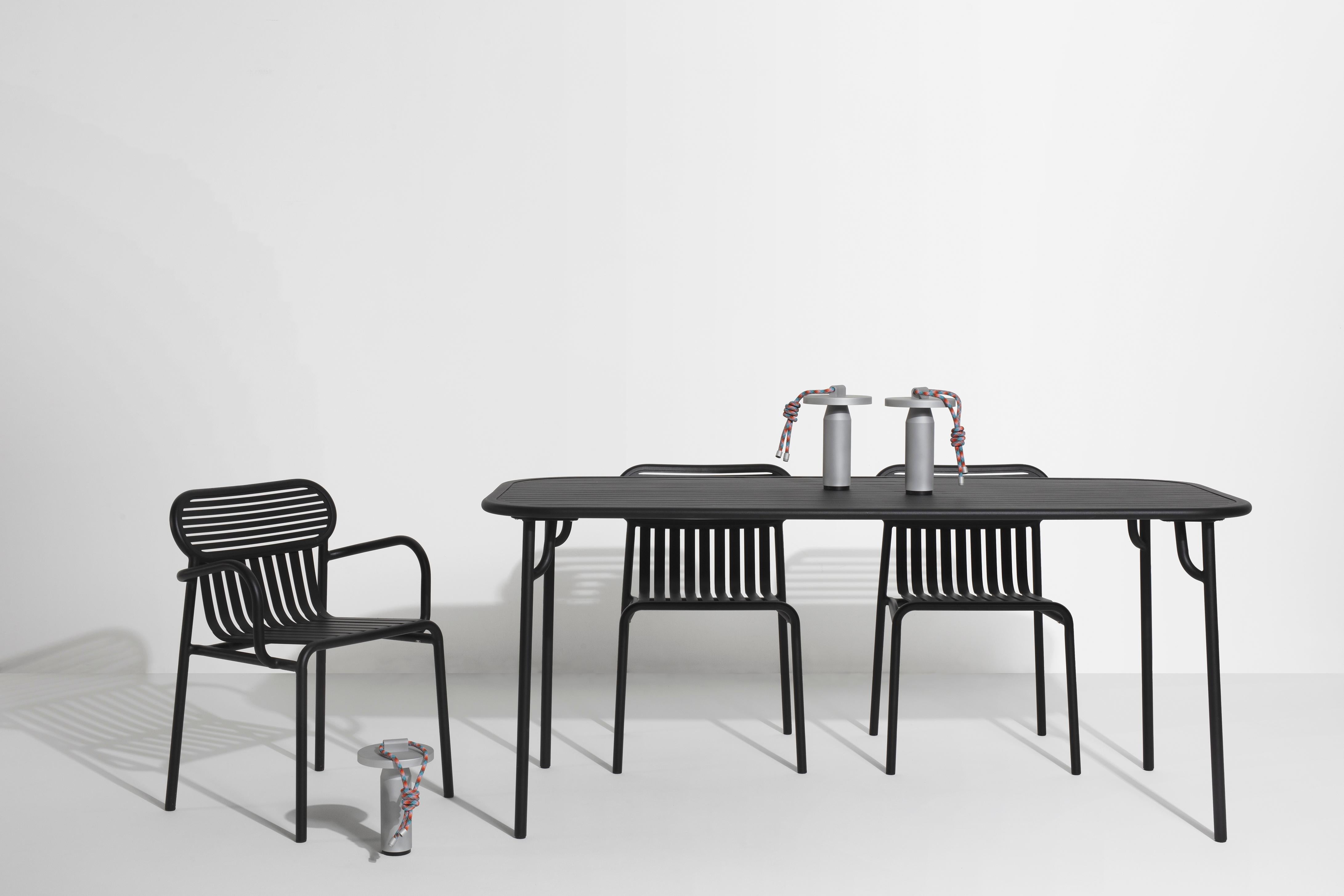 Aluminum Petite Friture Week-End Medium Rectangular Dining Table in Black with Slats For Sale