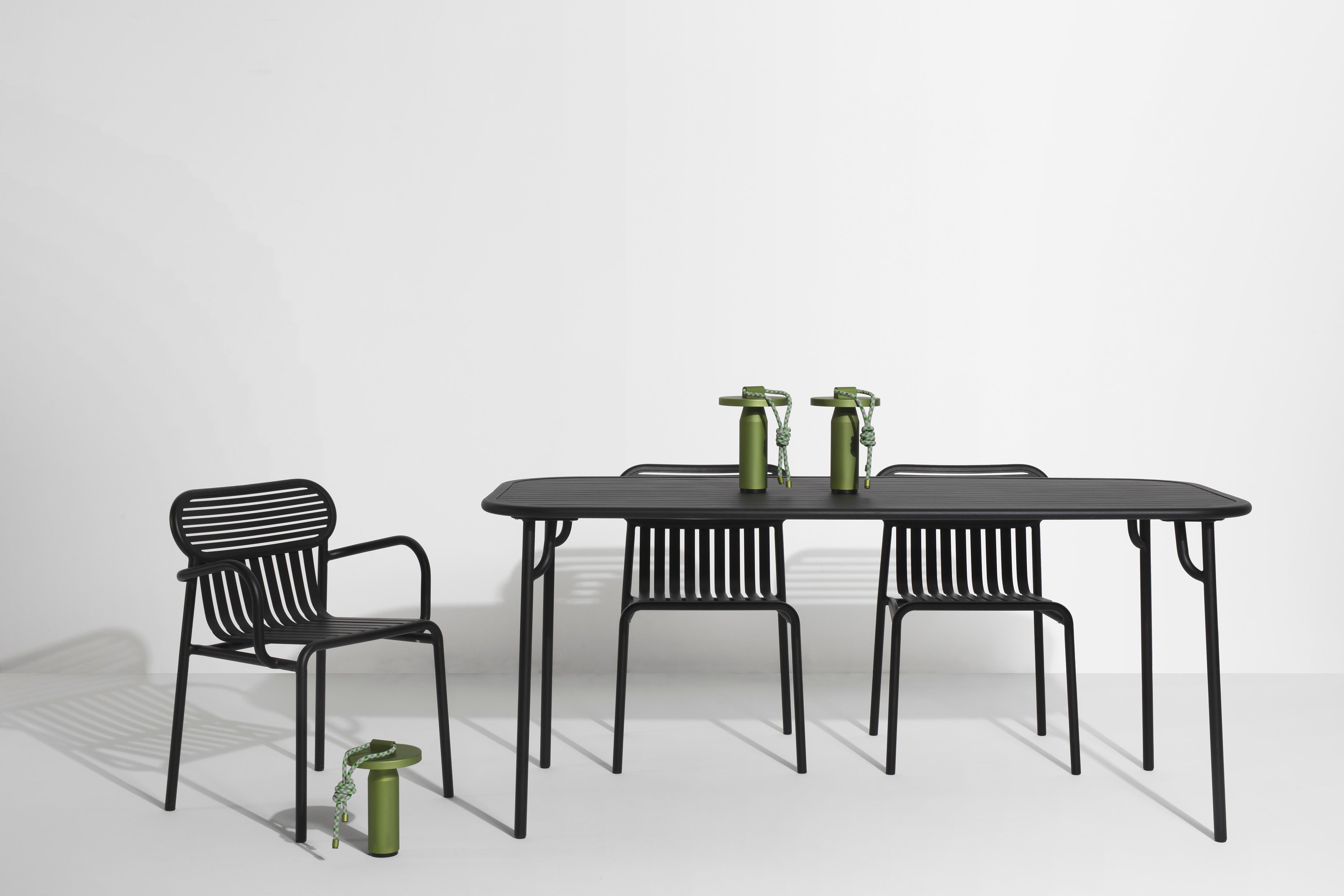 Petite Friture Week-End Medium Rectangular Dining Table in Black with Slats For Sale 1