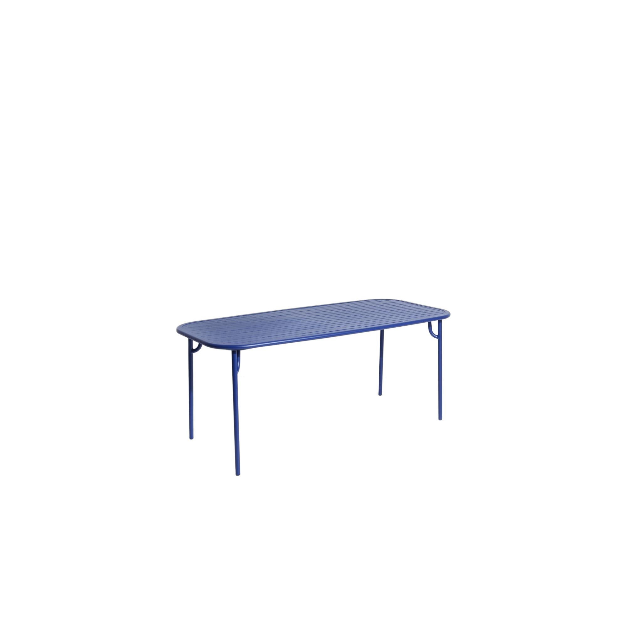 Petite Friture Week-End Medium Rectangular Dining Table in Blue Aluminium with Slats by Studio BrichetZiegler, 2017

The week-end collection is a full range of outdoor furniture, in aluminium grained epoxy paint, matt finish, that includes 18