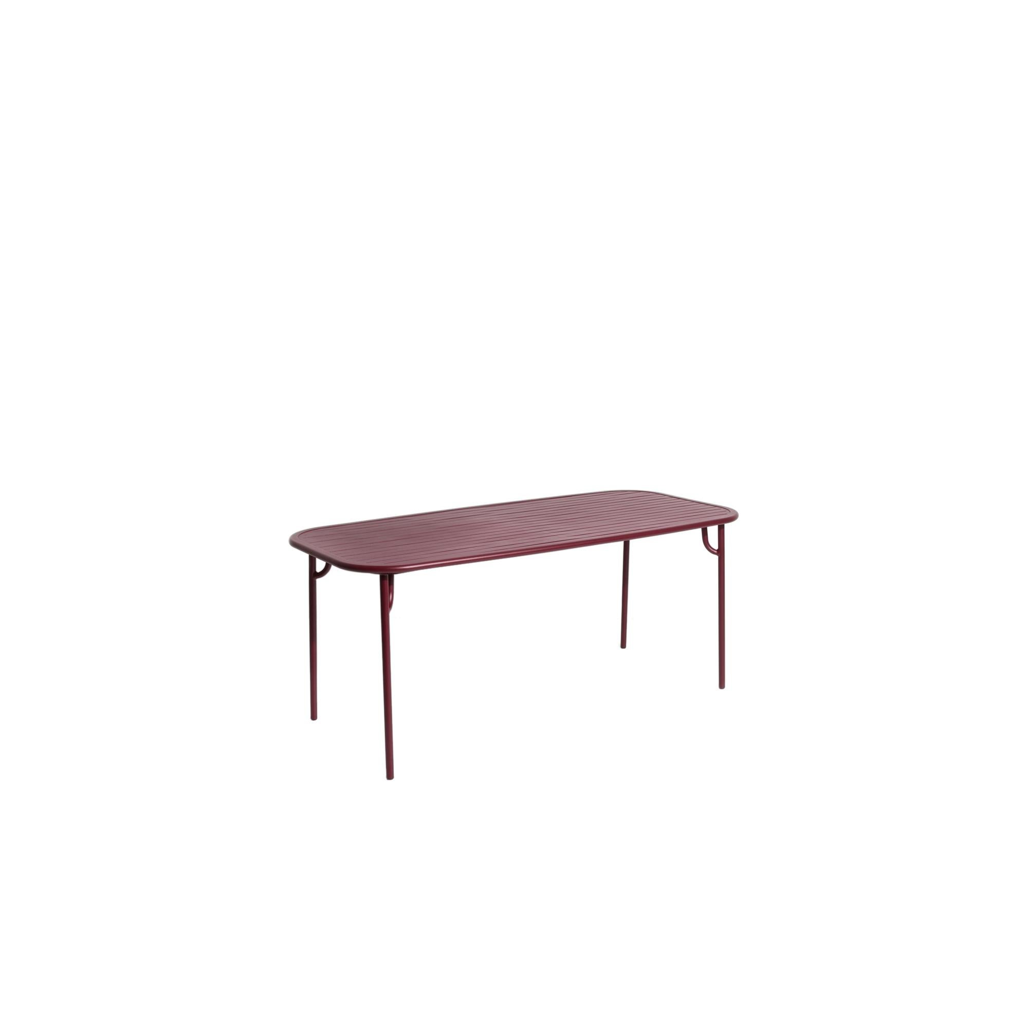 Petite Friture Week-End Medium Rectangular Dining Table in Burgundy Aluminium with Slats by Studio BrichetZiegler, 2017

The week-end collection is a full range of outdoor furniture, in aluminium grained epoxy paint, matt finish, that includes 18