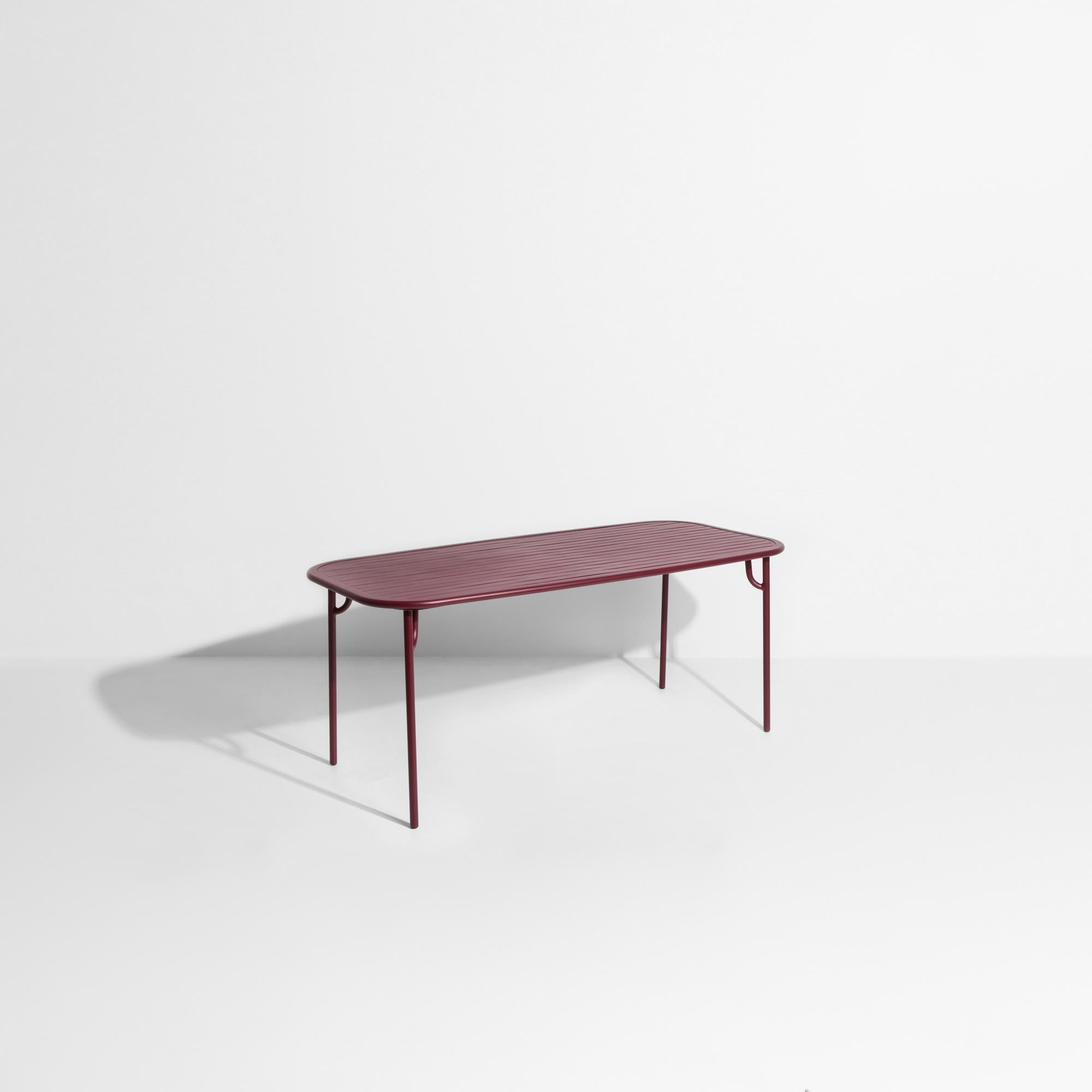 Contemporary Petite Friture Week-End Medium Rectangular Dining Table in Burgundy with Slats  For Sale