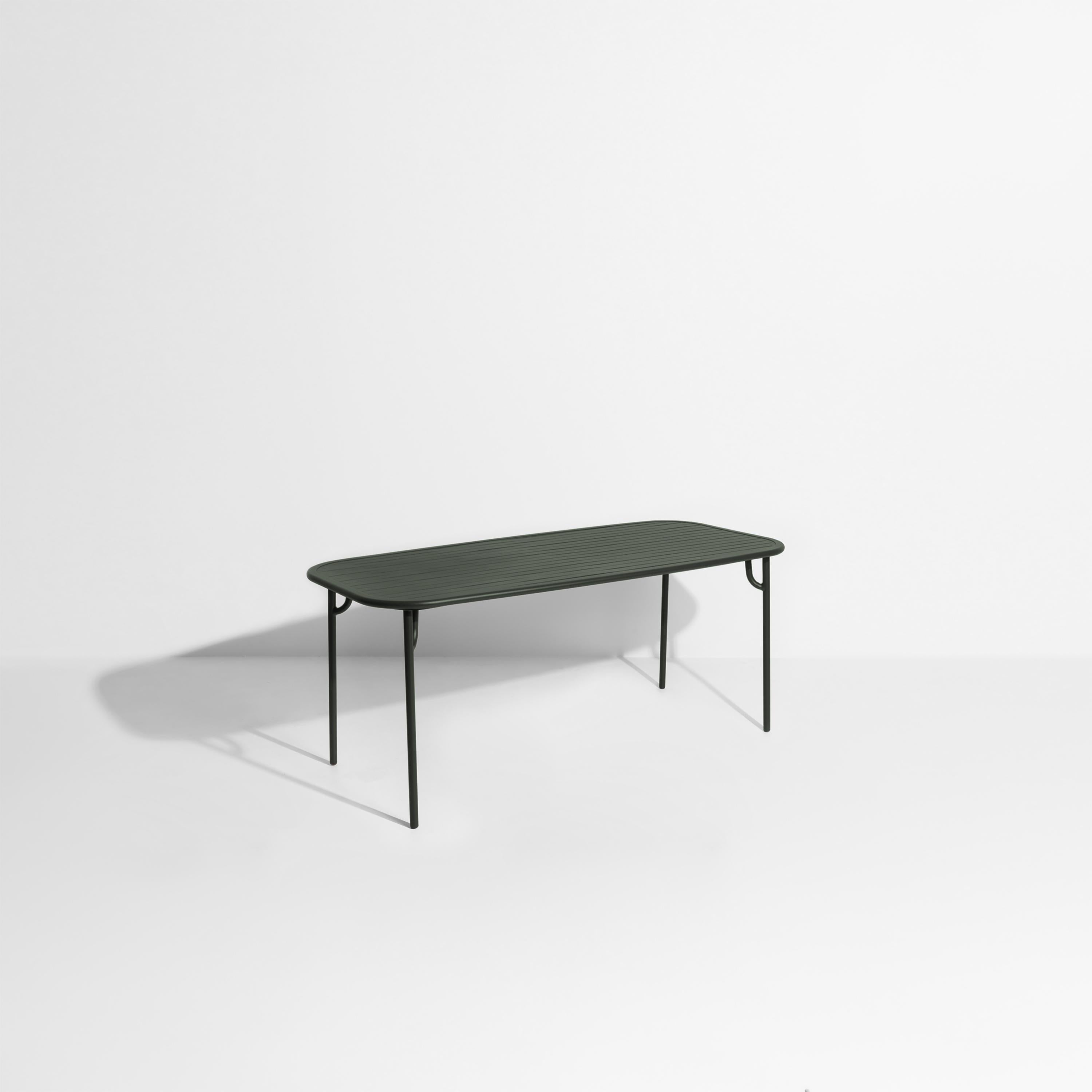 Petite Friture Week-End Medium Rectangular Dining Table in Glass Green Aluminium with Slats by Studio BrichetZiegler, 2017

The week-end collection is a full range of outdoor furniture, in aluminium grained epoxy paint, matt finish, that includes