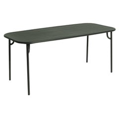 Petite Friture Week-End Medium Rectangular Dining Table in Glass Green w Slats