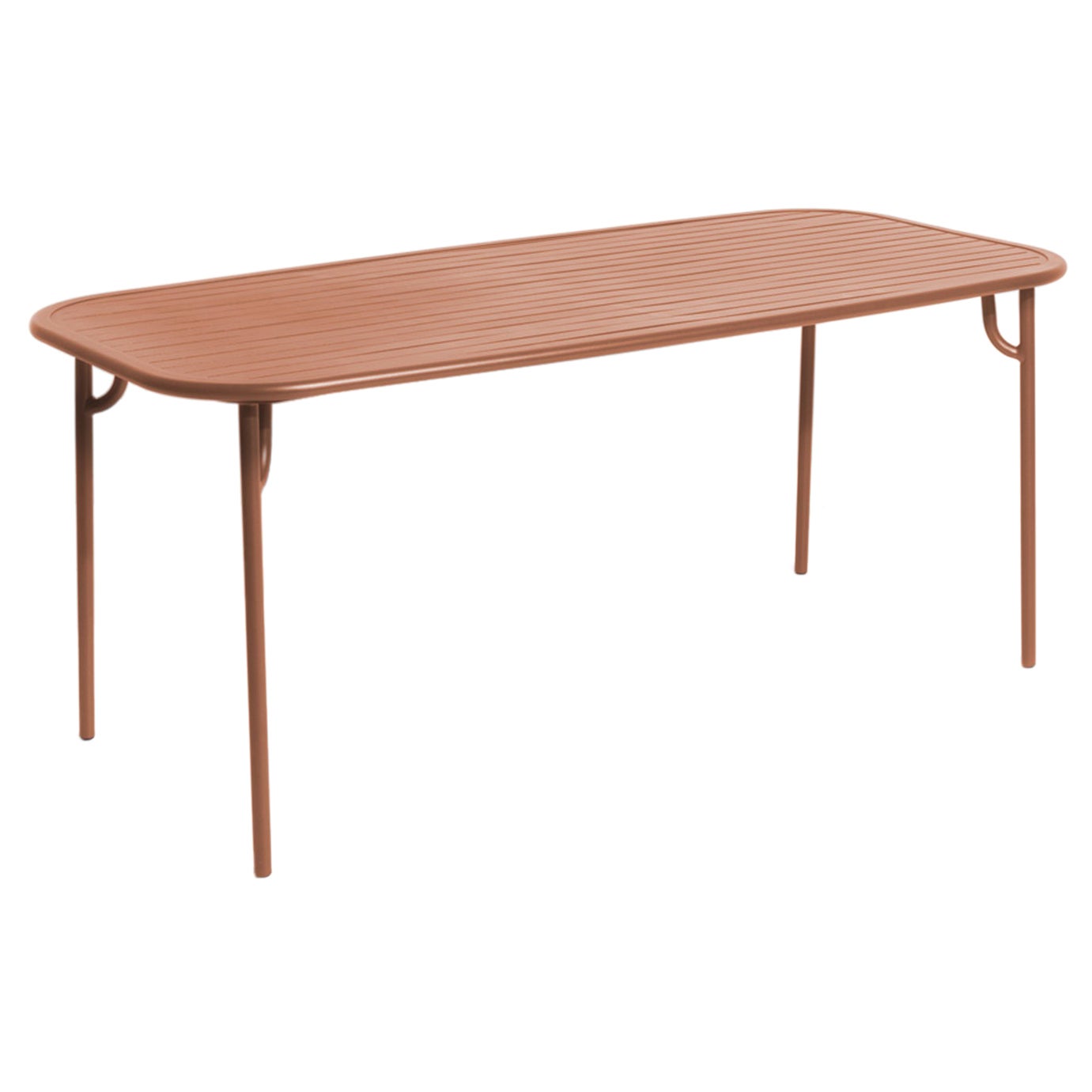 Tavolo da pranzo rettangolare medio in terracotta con doghe di Petite Friture Week-End