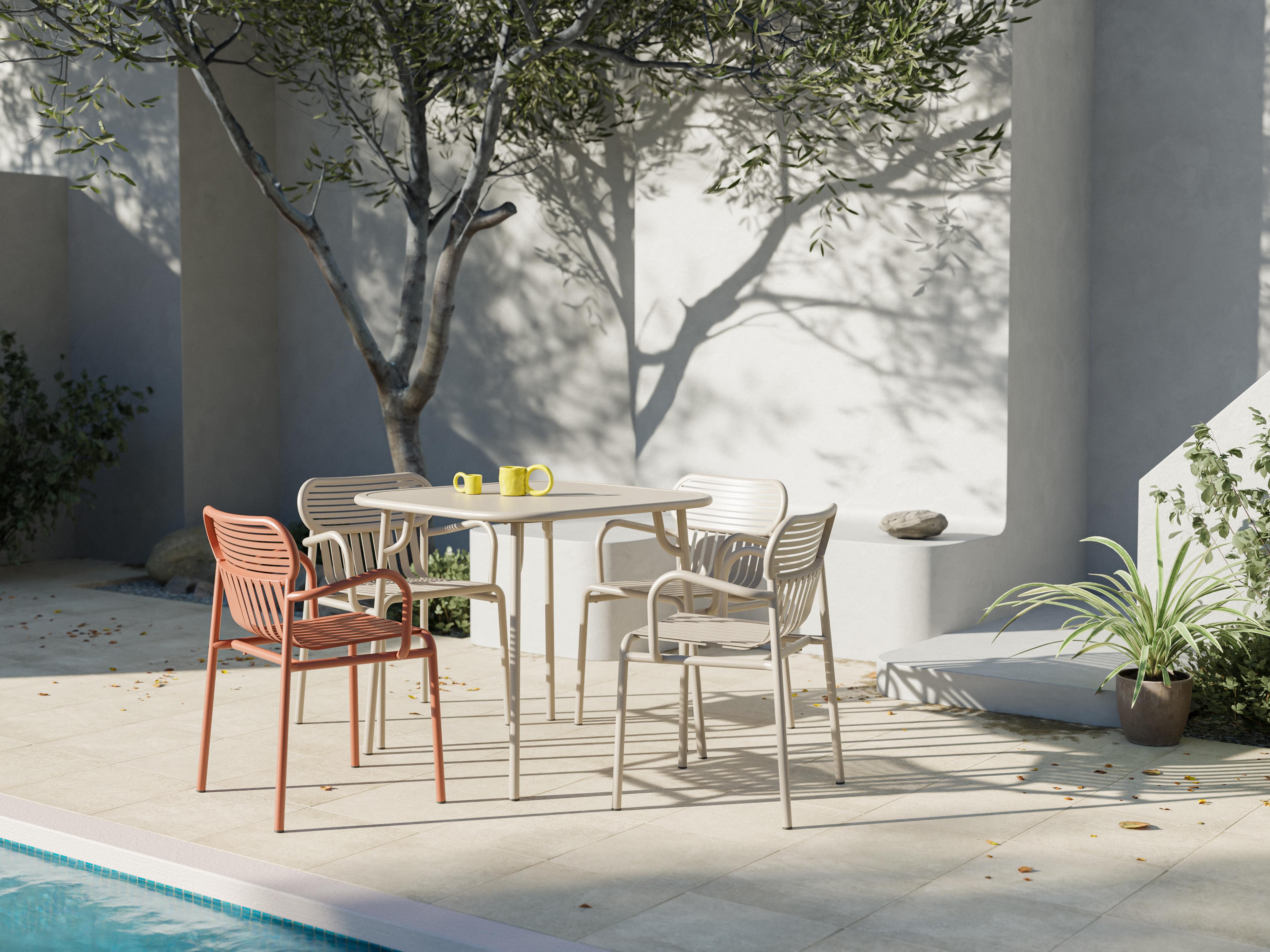 Petite Friture Week-End Plain Square Dining Table in Coral Aluminium by Studio BrichetZiegler, 2017

The week-end collection is a full range of outdoor furniture, in aluminium grained epoxy paint, matt finish, that includes 18 functions and 8