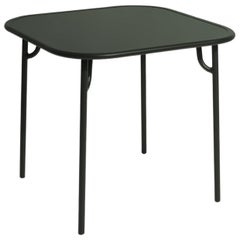 Petite Friture Week-End Plain Square Dining Table in Glass Green Aluminium, 2017