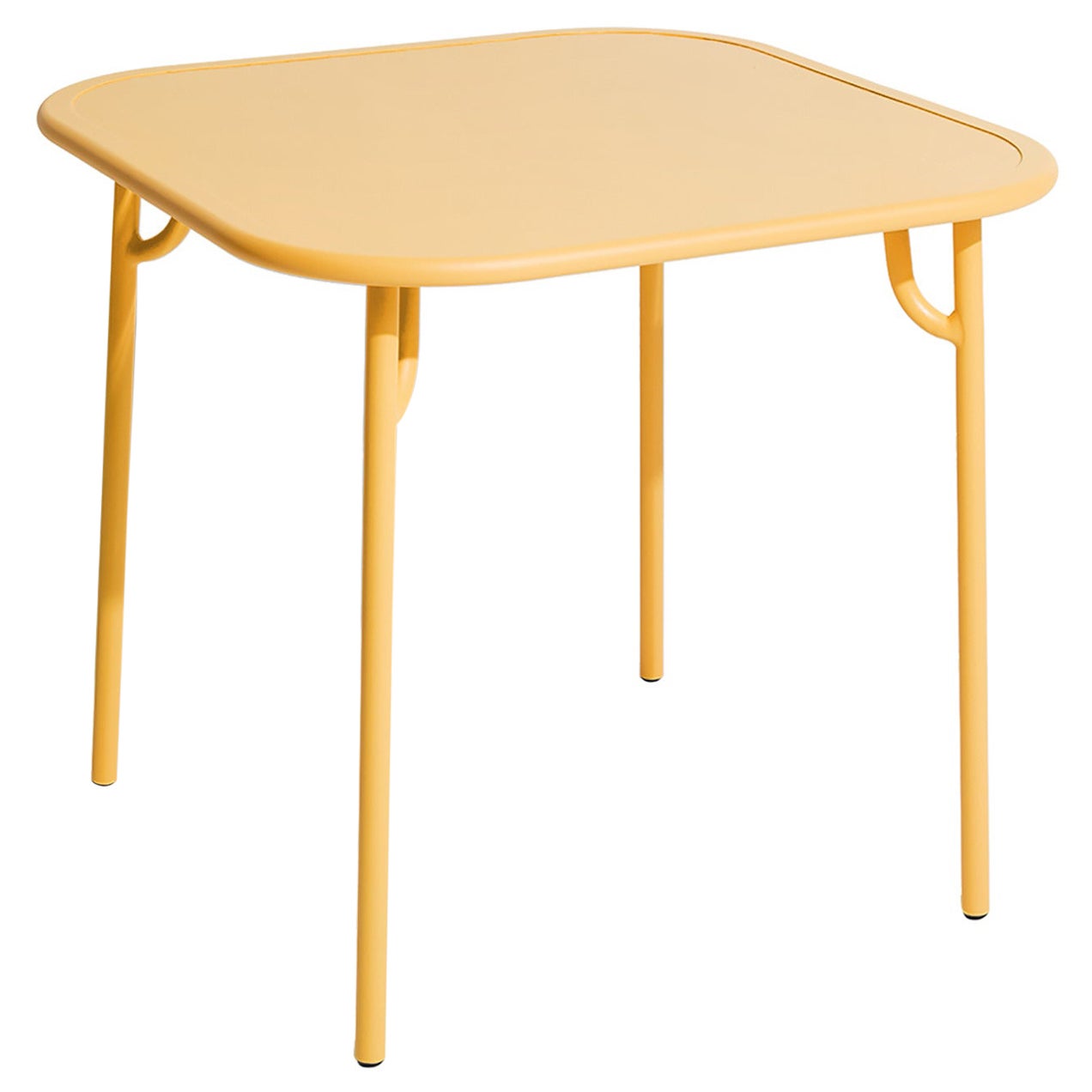 Petite table de salle à manger carrée Week-end en aluminium safran, 2017