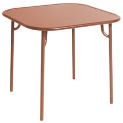 Petite Friture Week-End Plain Square Dining Table in Terracotta Aluminium, 2017