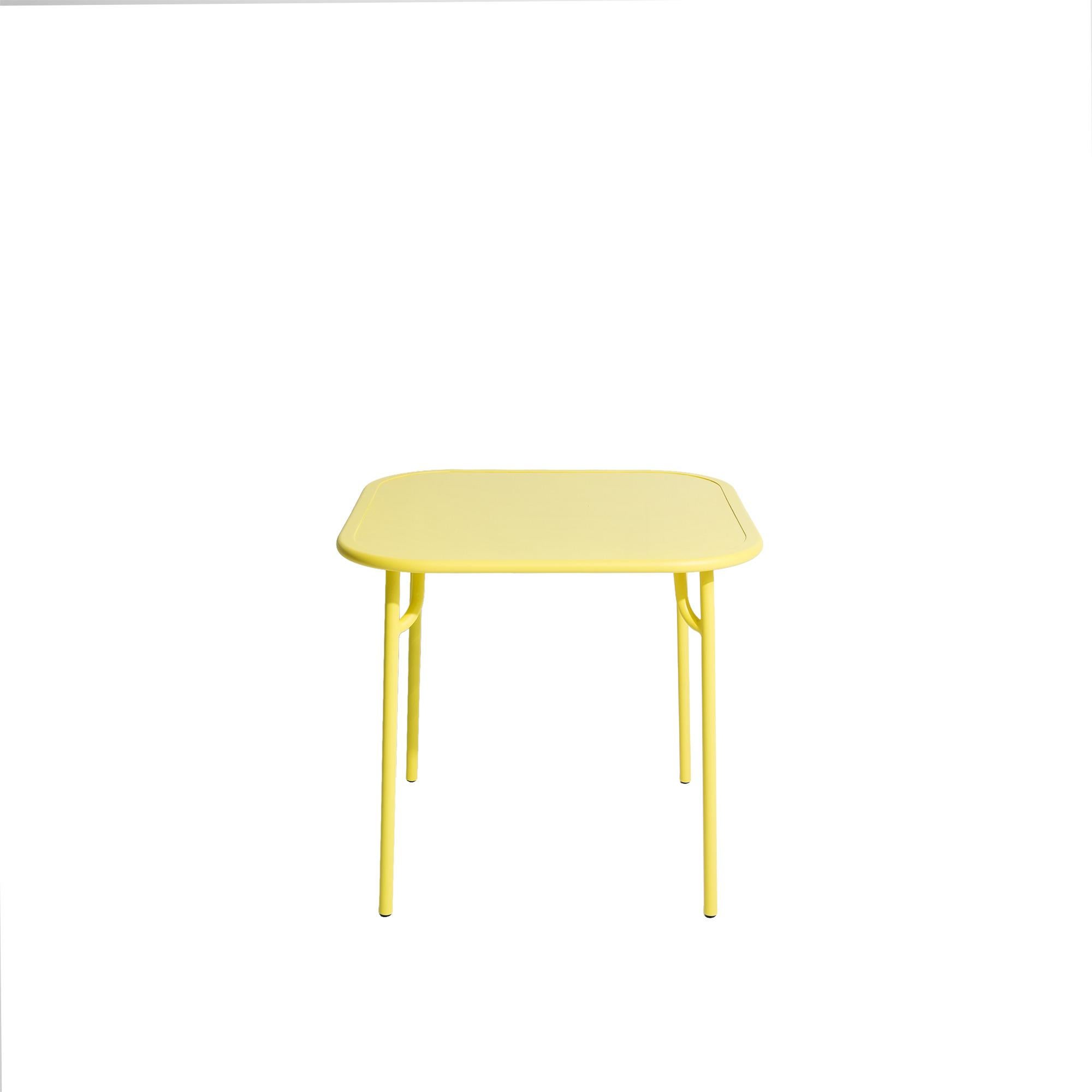 Petite Friture Week-End Plain Square Dining Table in Yellow Aluminium by Studio BrichetZiegler, 2017

The week-end collection is a full range of outdoor furniture, in aluminium grained epoxy paint, matt finish, that includes 18 functions and 8