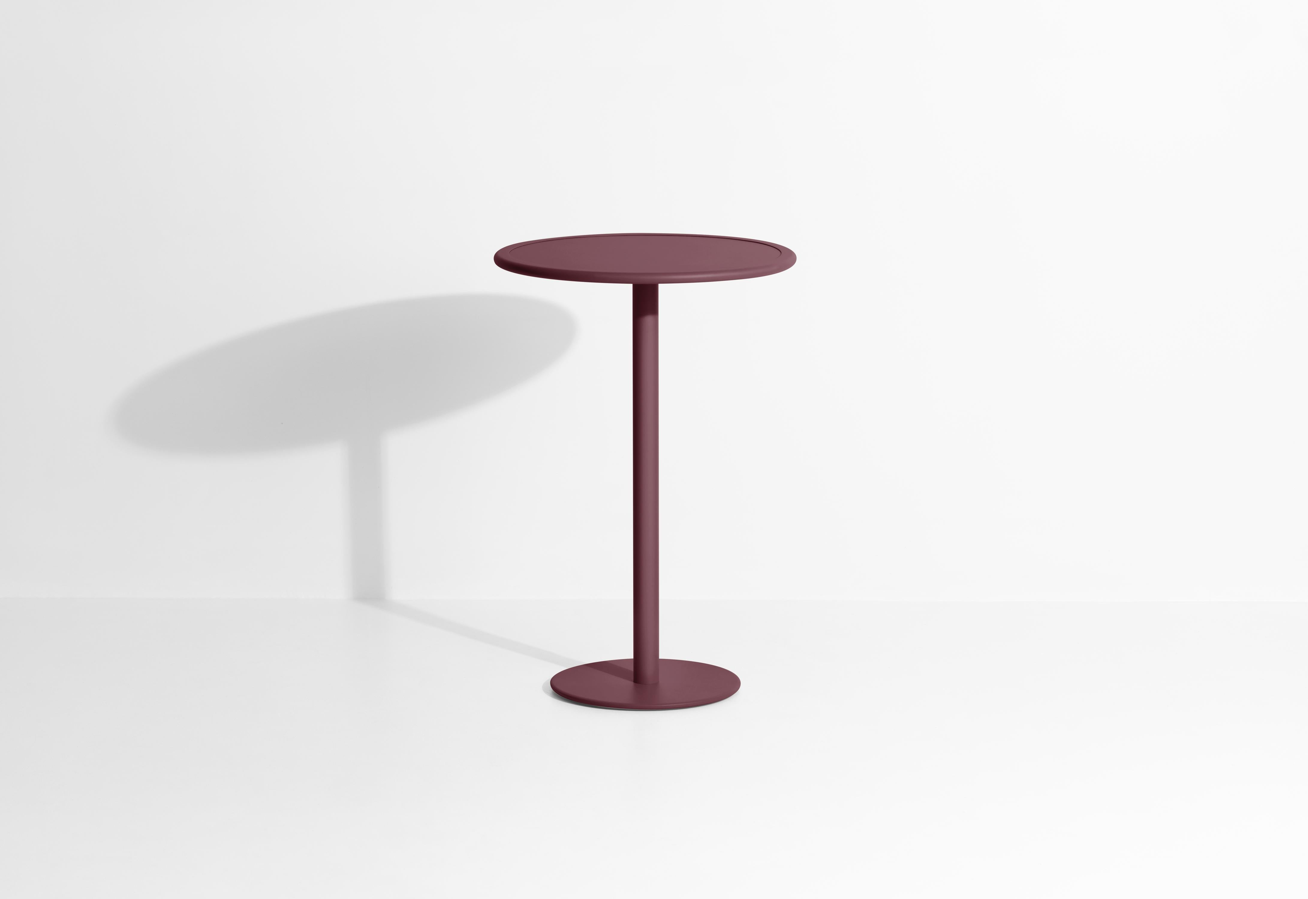 Petite Friture Week-End Round High Table in Burgundy Aluminium by Studio BrichetZiegler, 2017

The week-end collection is a full range of outdoor furniture, in aluminium grained epoxy paint, matt finish, that includes 18 functions and 8 colours