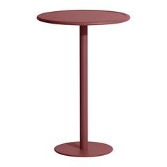 Petite table haute ronde d'appoint Week-end en aluminium bourgogne, 2017