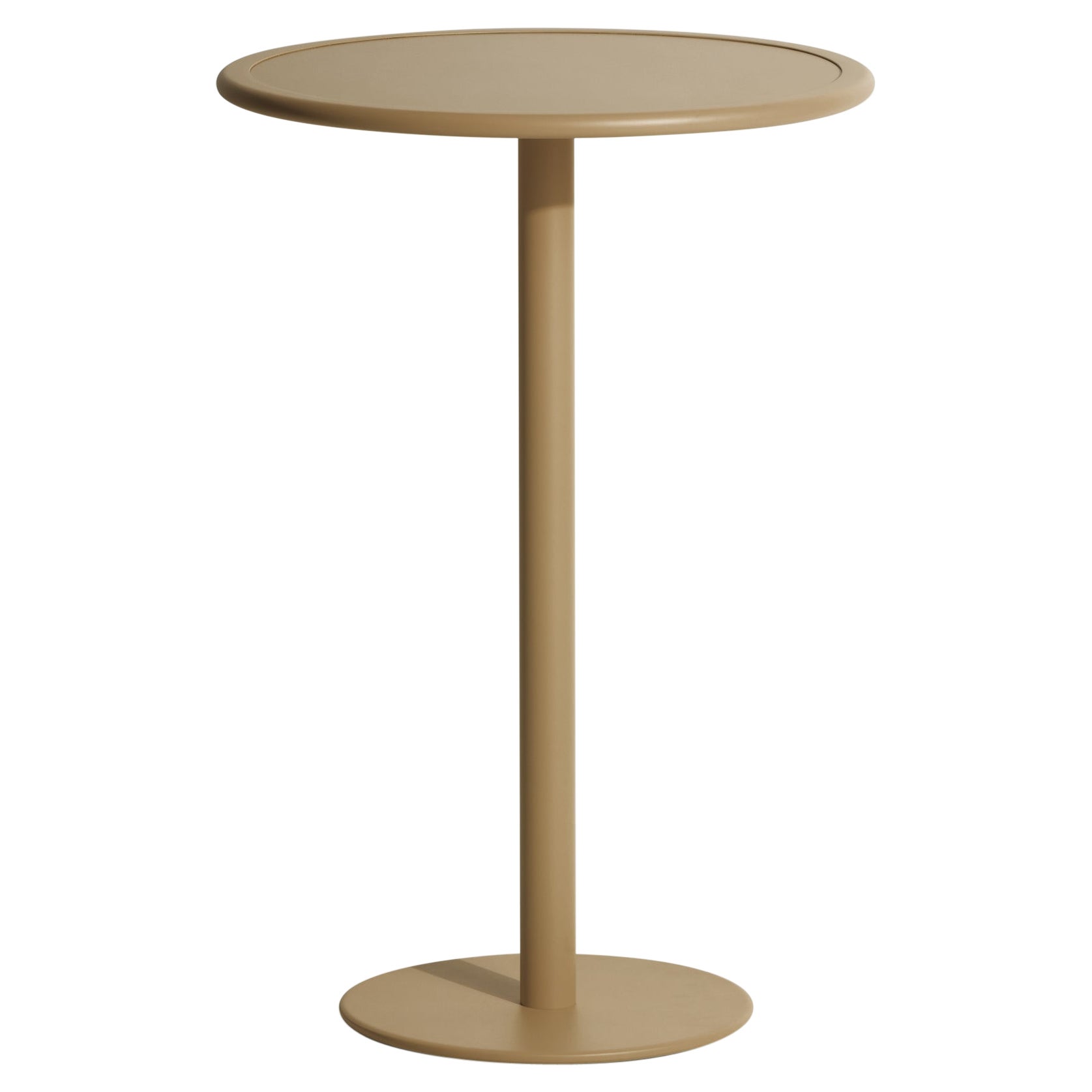 Kleiner runder Friture Week-End-Tisch aus Gold-Aluminium, 2017