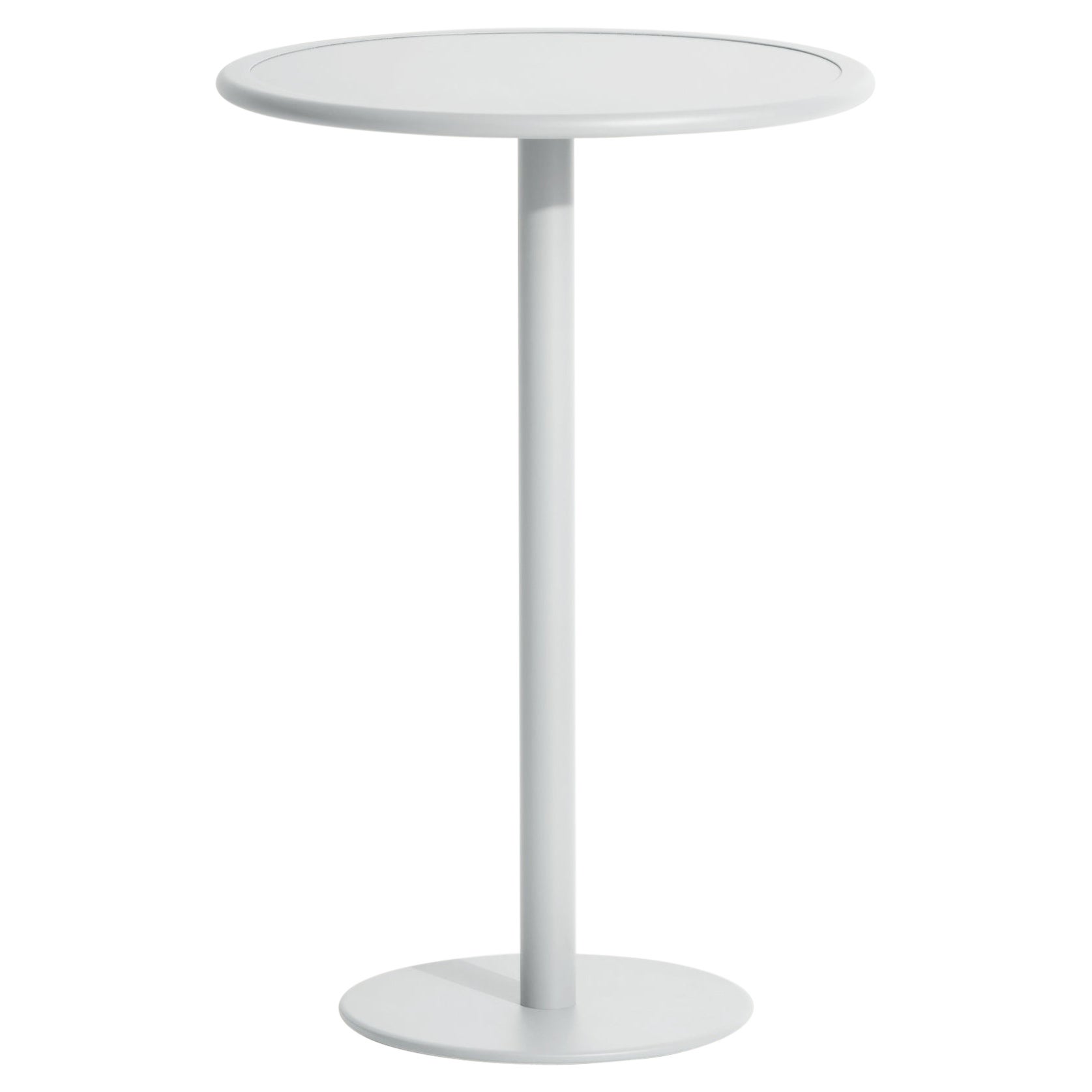 Kleiner runder Friture Week-End-Tisch aus perlengrauem Aluminium, 2017
