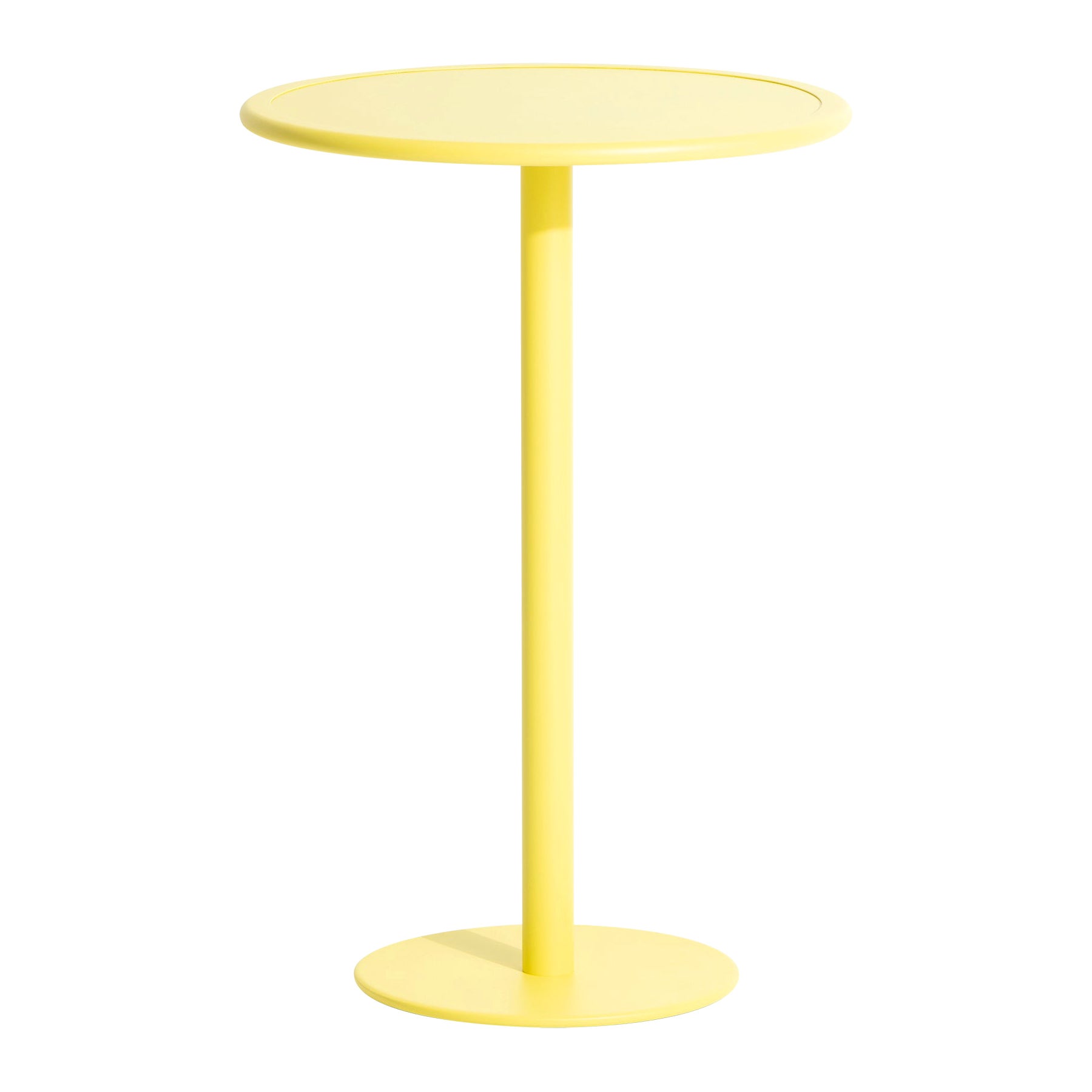 Kleiner runder Friture Week-End-Tisch aus gelbem Aluminium, 2017
