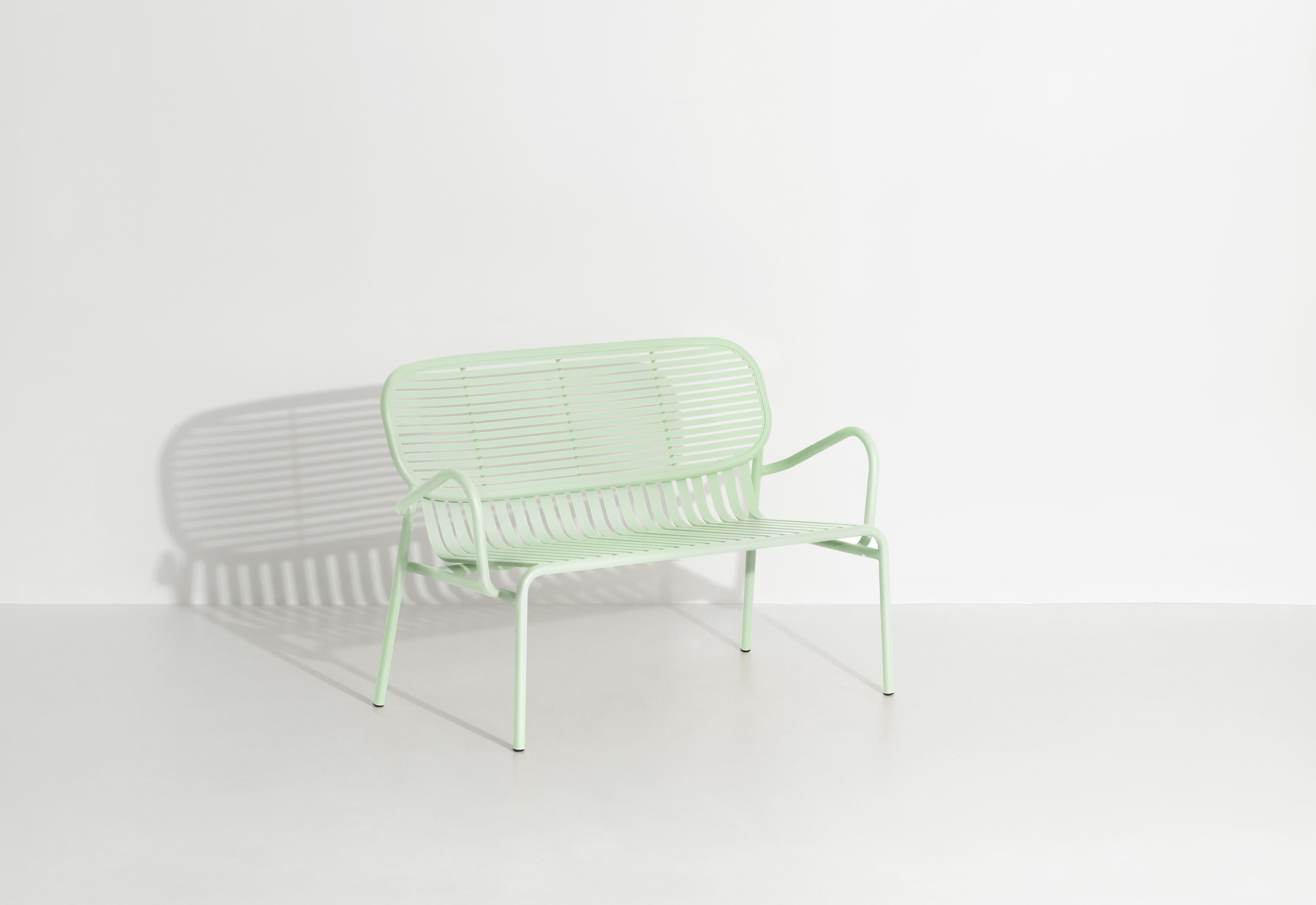 Petite Friture Week-End Sofa in Pastel Green Aluminium by Studio BrichetZiegler, 2017

The week-end collection is a full range of outdoor furniture, in aluminium grained epoxy paint, matt finish, that includes 18 functions and 8 colours for the