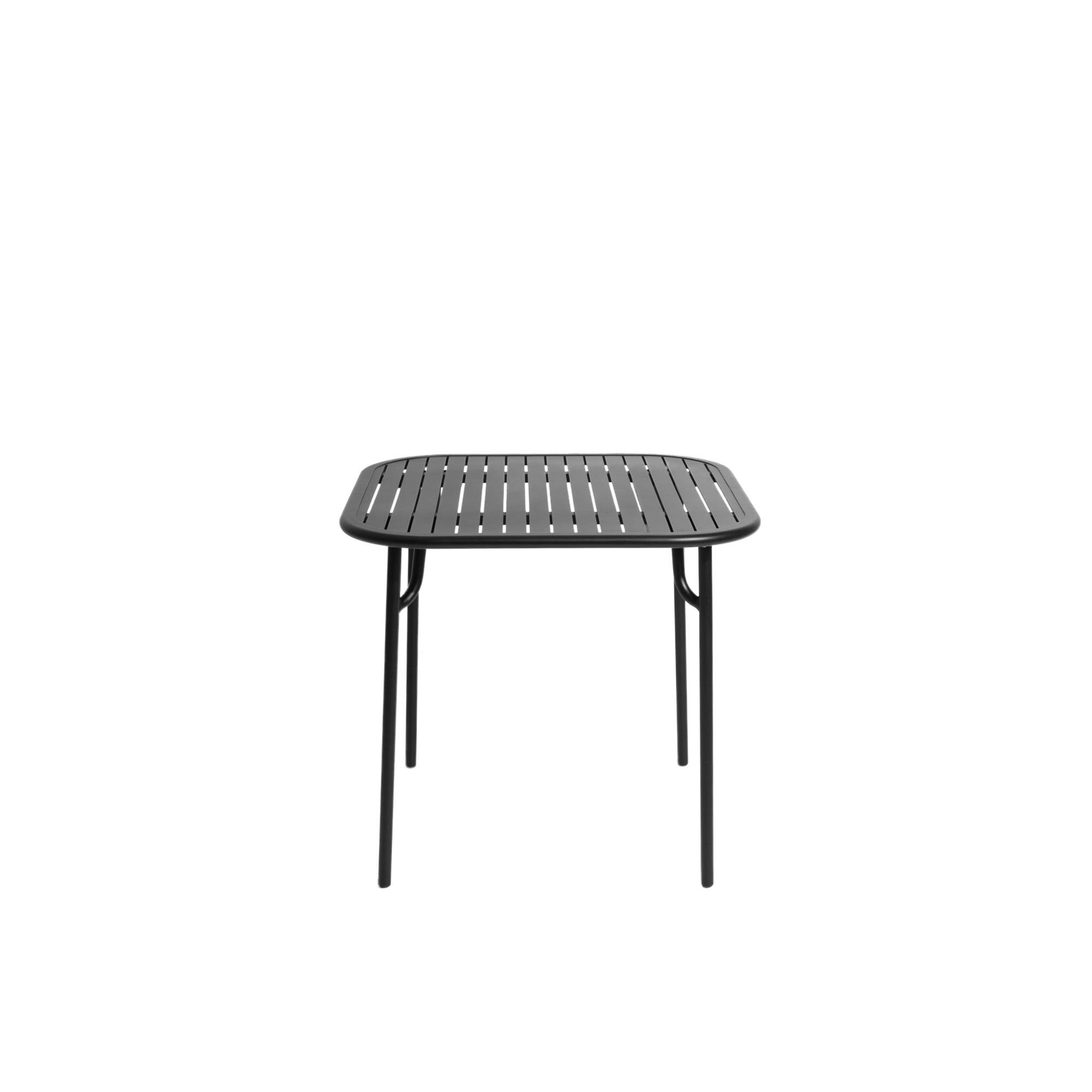 Petite Friture Week-End Square Dining Table in Black Aluminium with Slats by Studio BrichetZiegler, 2017

The week-end collection is a full range of outdoor furniture, in aluminium grained epoxy paint, matt finish, that includes 18 functions and 8