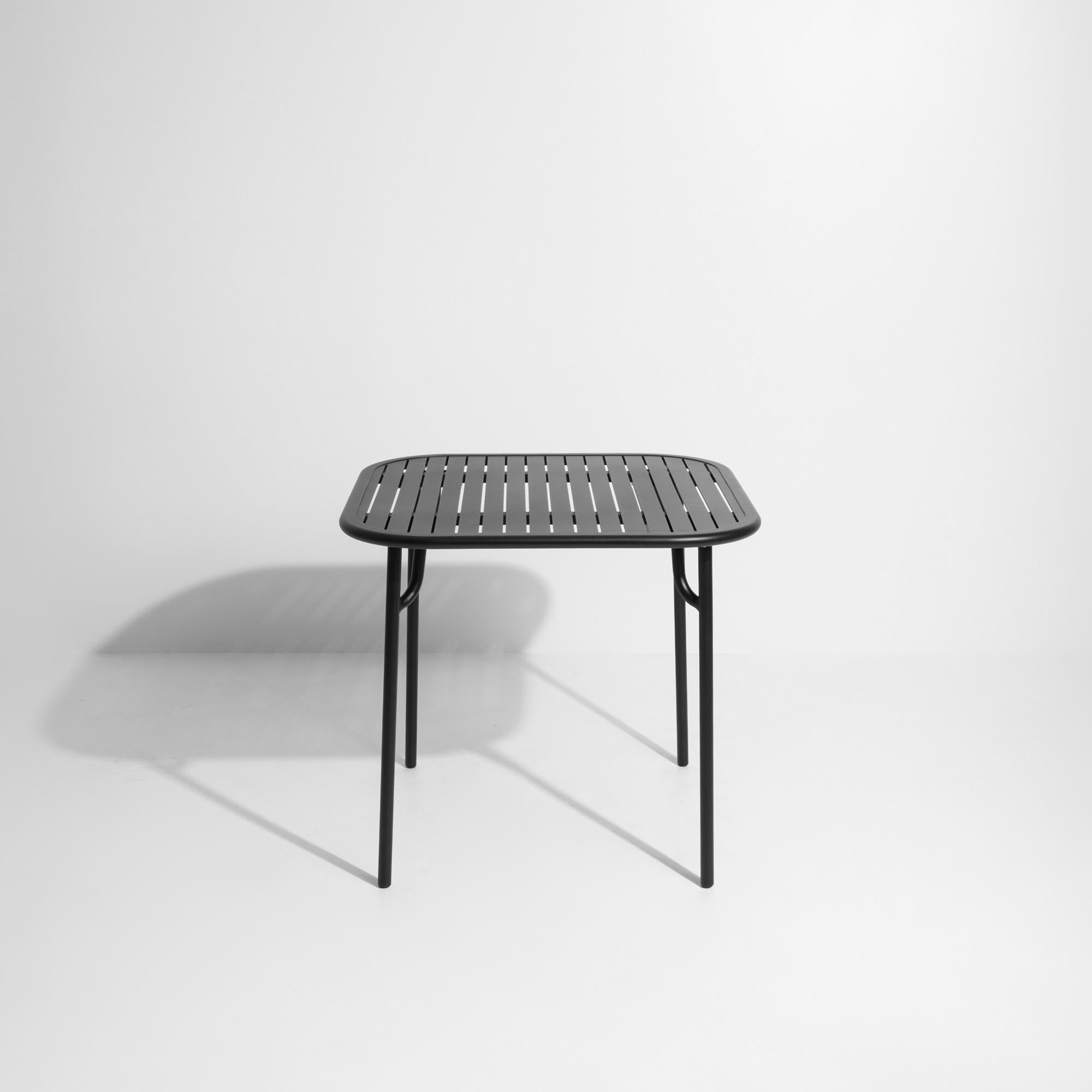 Chinese Petite Friture Week-End Square Dining Table in Black Aluminium with Slats For Sale