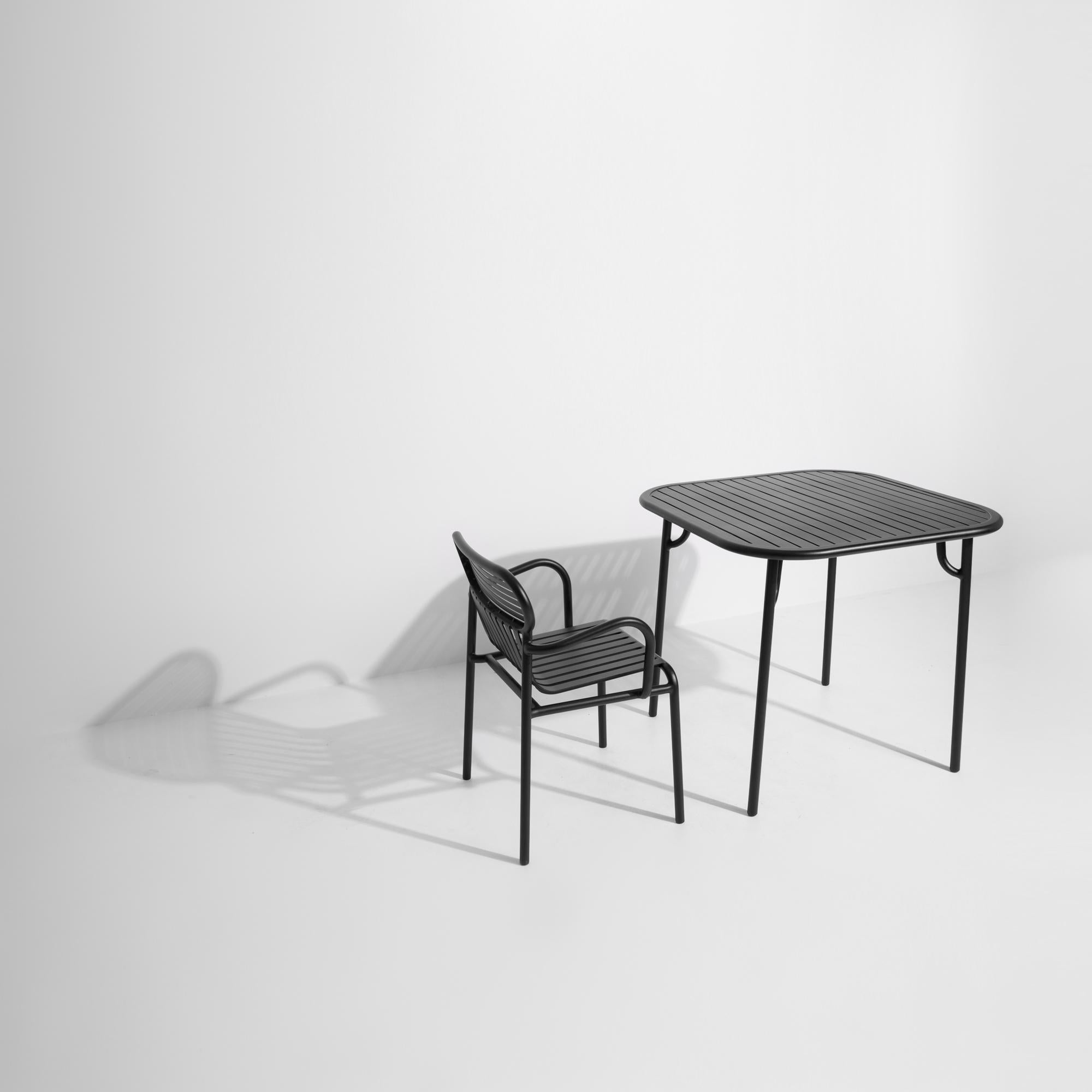 Contemporary Petite Friture Week-End Square Dining Table in Black Aluminium with Slats For Sale