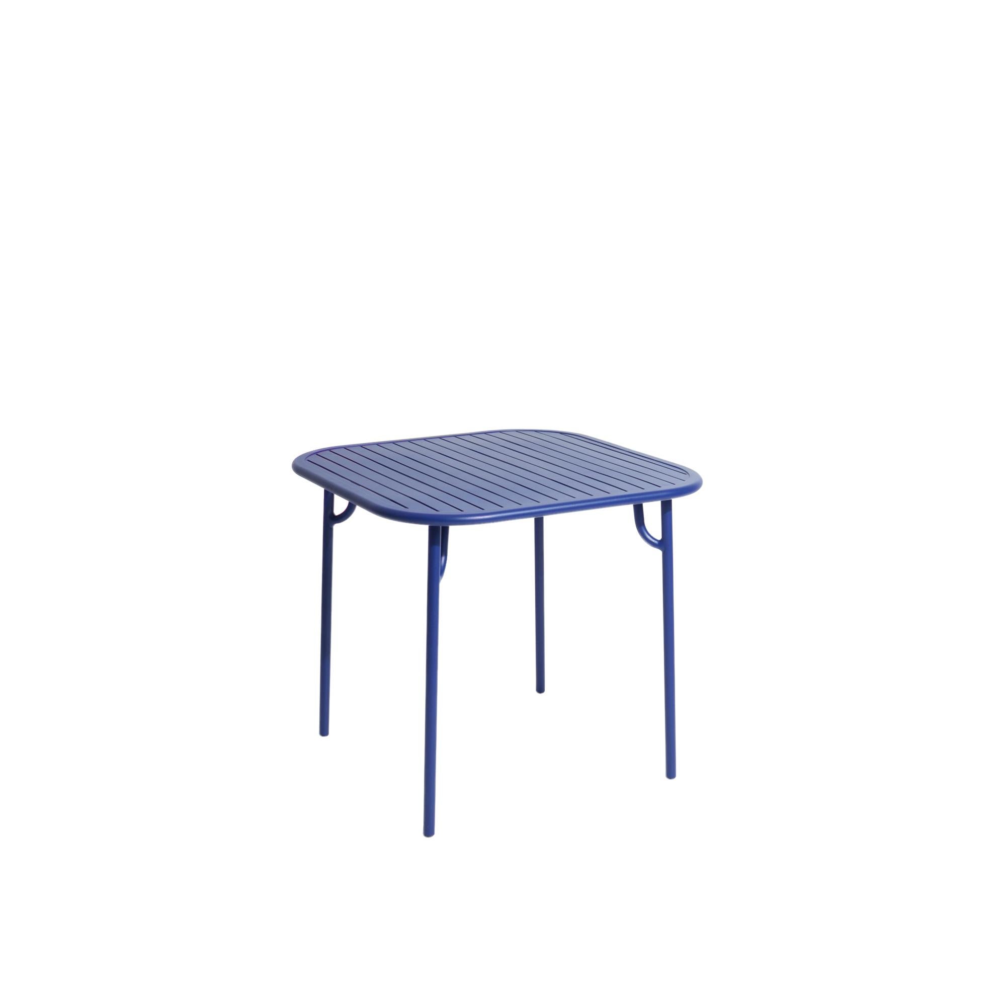 Petite Friture Week-End Square Dining Table in Blue Aluminium with Slats by Studio BrichetZiegler, 2017

The week-end collection is a full range of outdoor furniture, in aluminium grained epoxy paint, matt finish, that includes 18 functions and 8