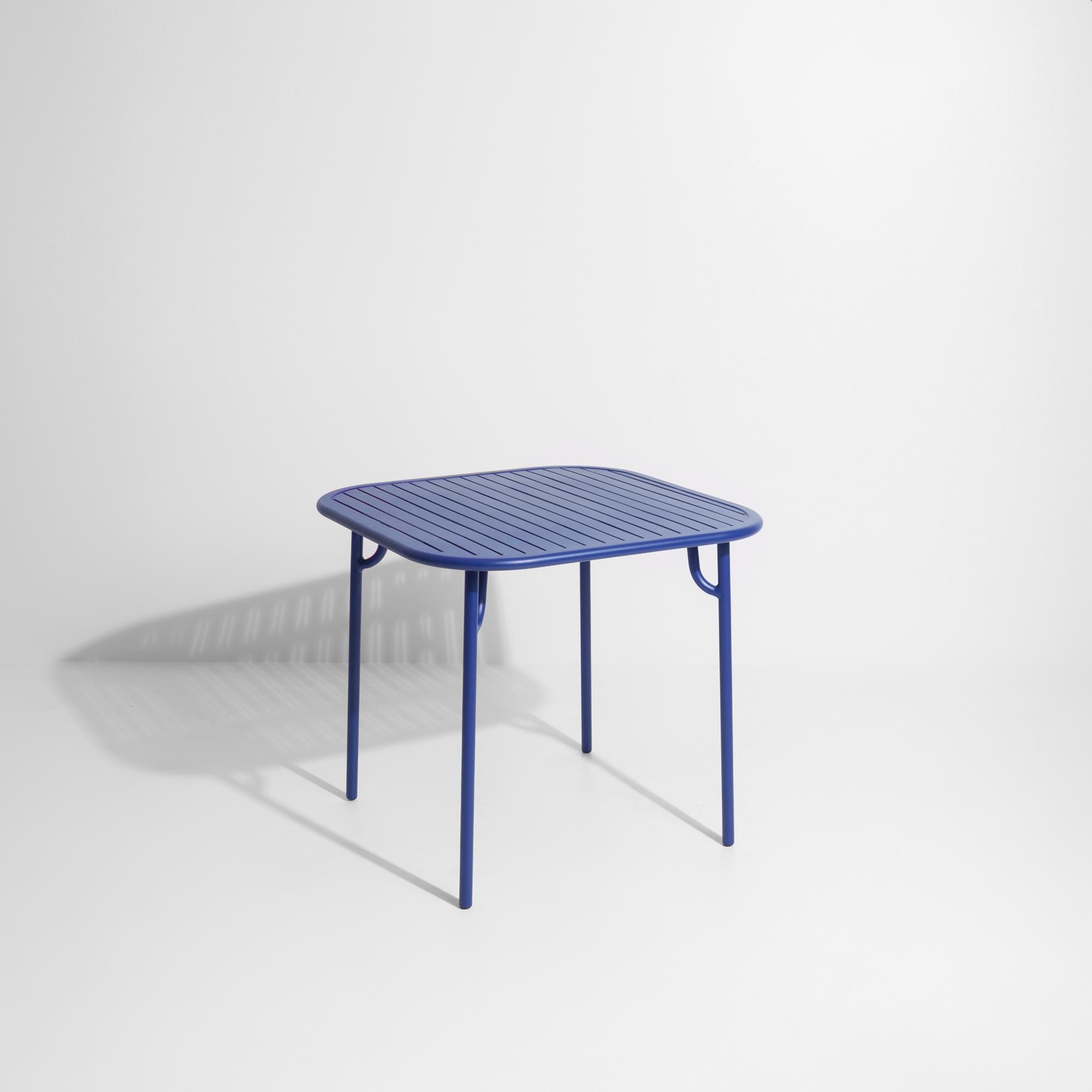 Petite Friture Week-End Square Dining Table in Blue Aluminium with Slats In New Condition For Sale In Brooklyn, NY