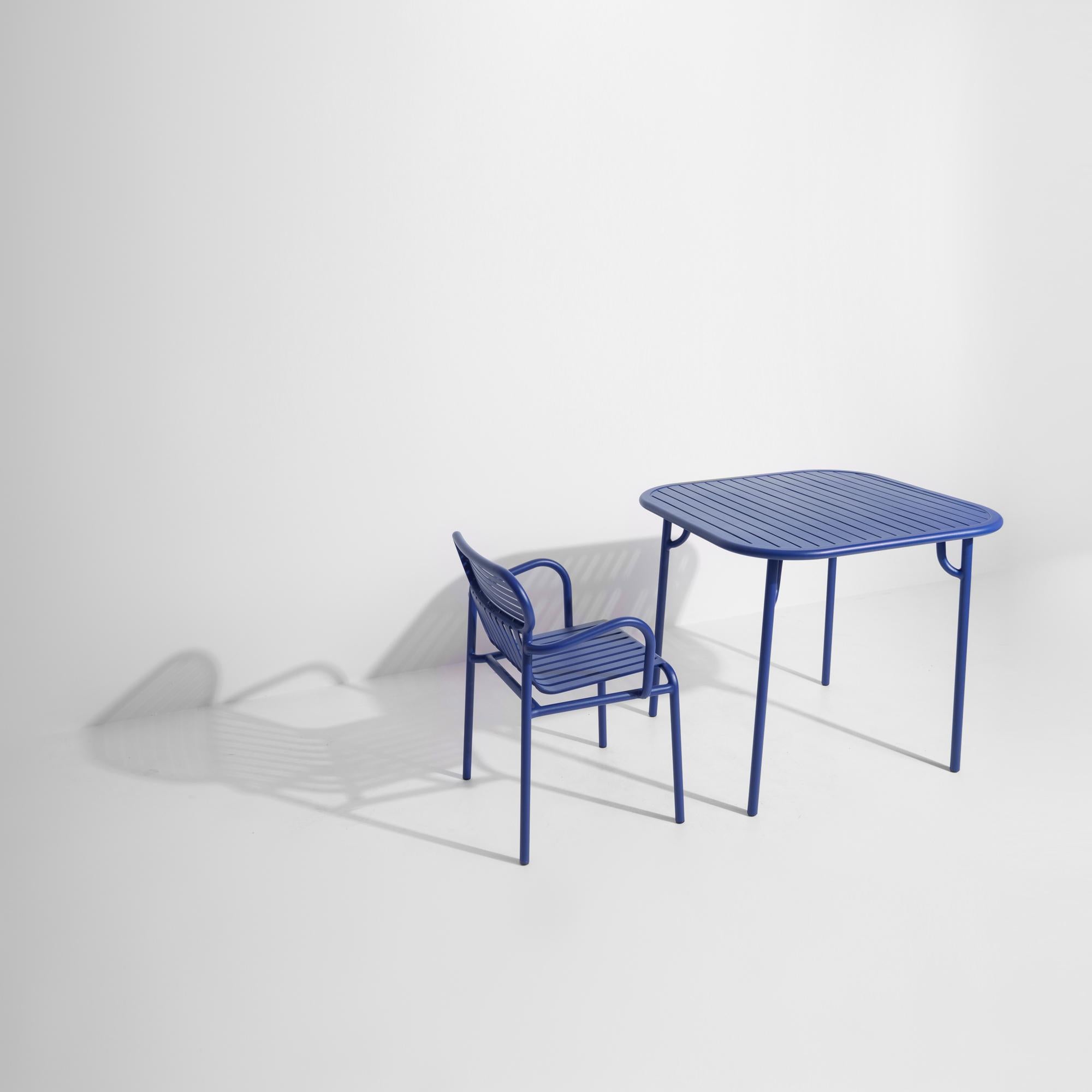Contemporary Petite Friture Week-End Square Dining Table in Blue Aluminium with Slats For Sale