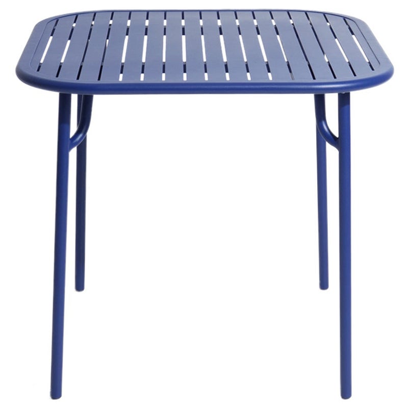 Tavolo da pranzo quadrato Petite Friture Week-End in alluminio blu con doghe in vendita