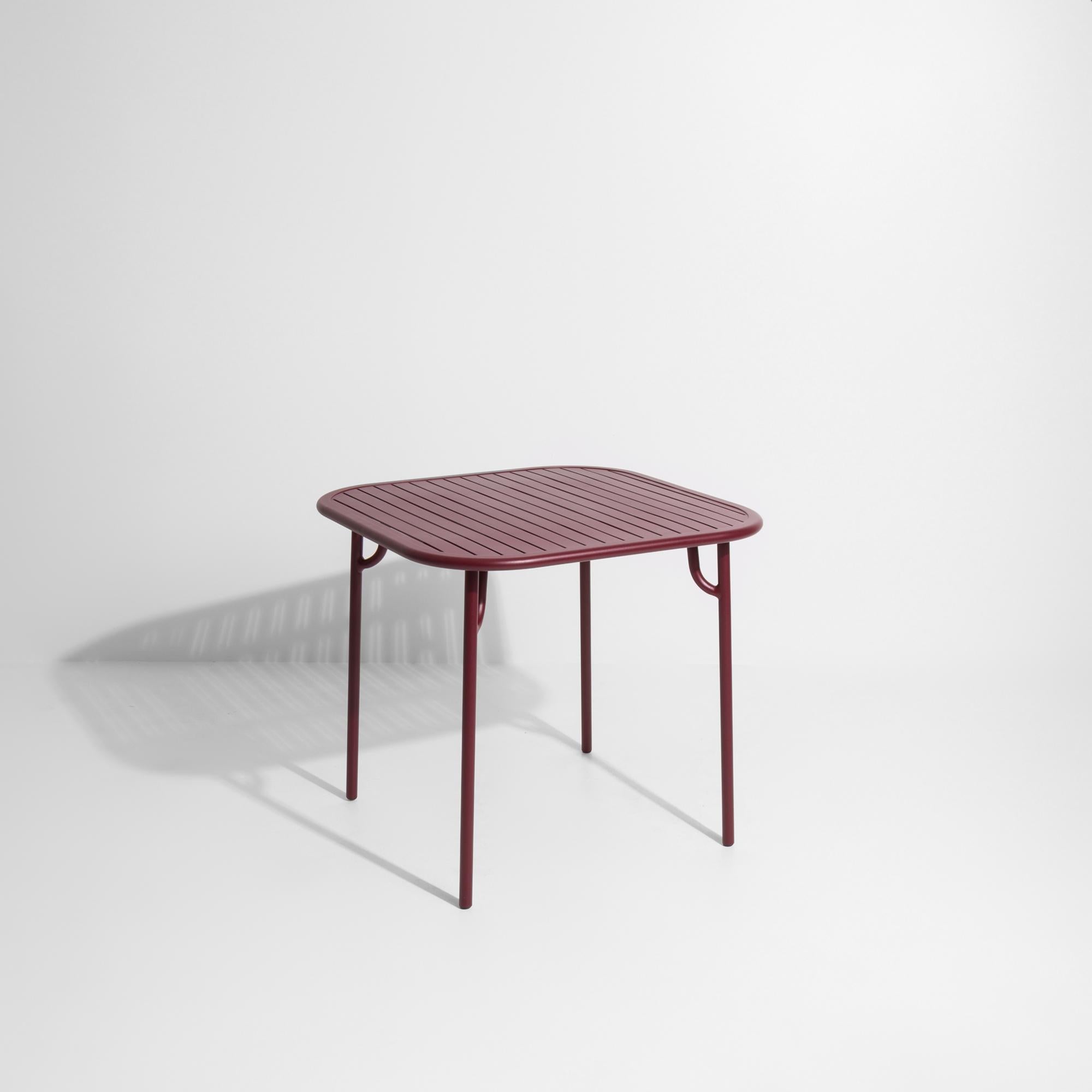 Chinese Petite Friture Week-End Square Dining Table in Burgundy Aluminium with Slats For Sale