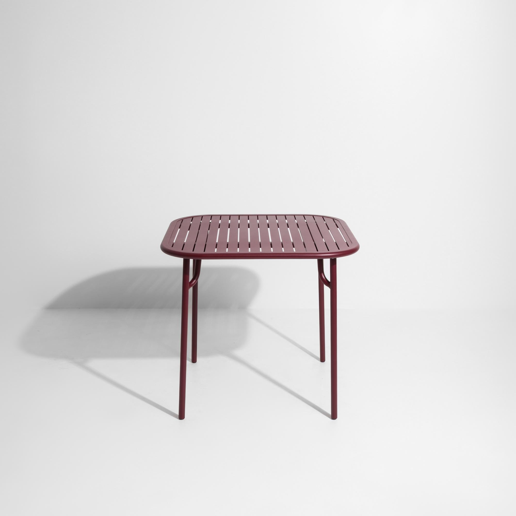 Petite Friture Week-End Square Dining Table in Burgundy Aluminium with Slats In New Condition For Sale In Brooklyn, NY