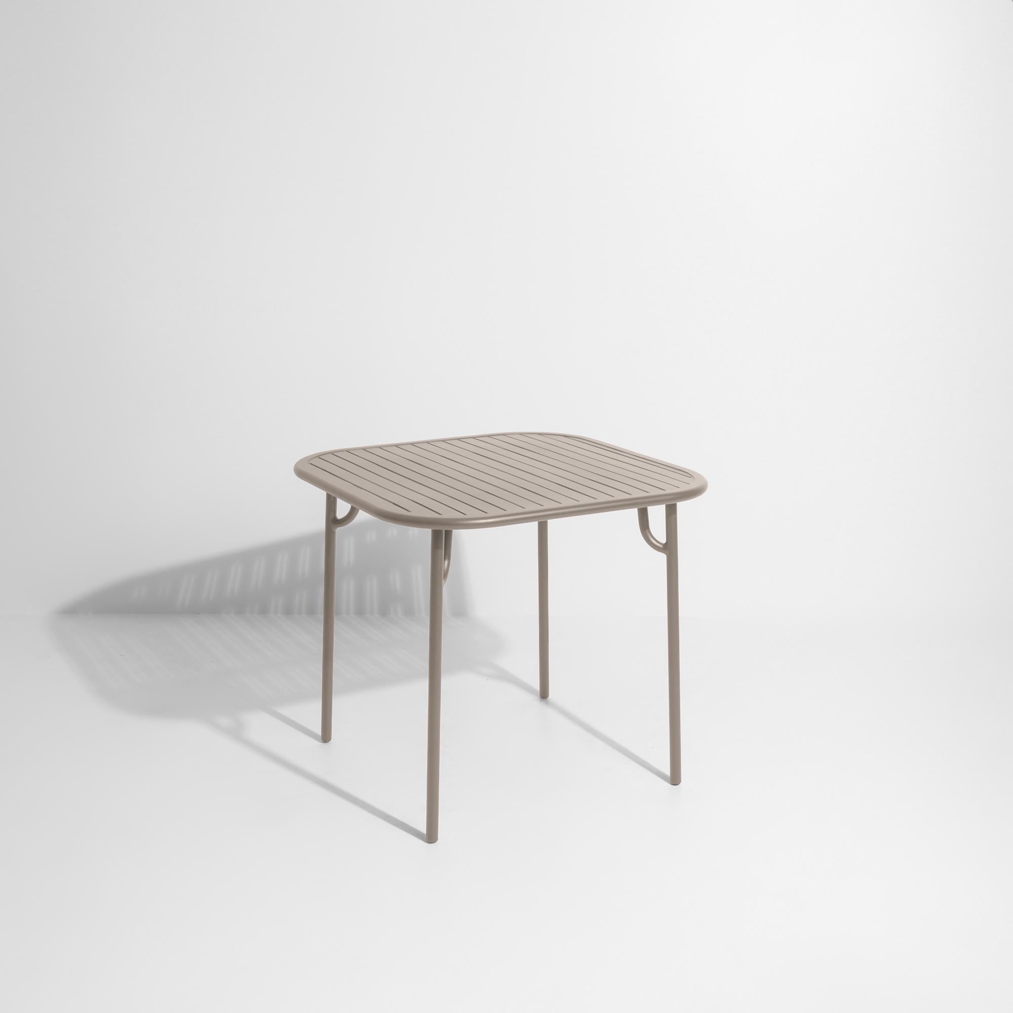 Petite Friture Week-End Square Dining Table in Dune Aluminium with Slats In New Condition For Sale In Brooklyn, NY